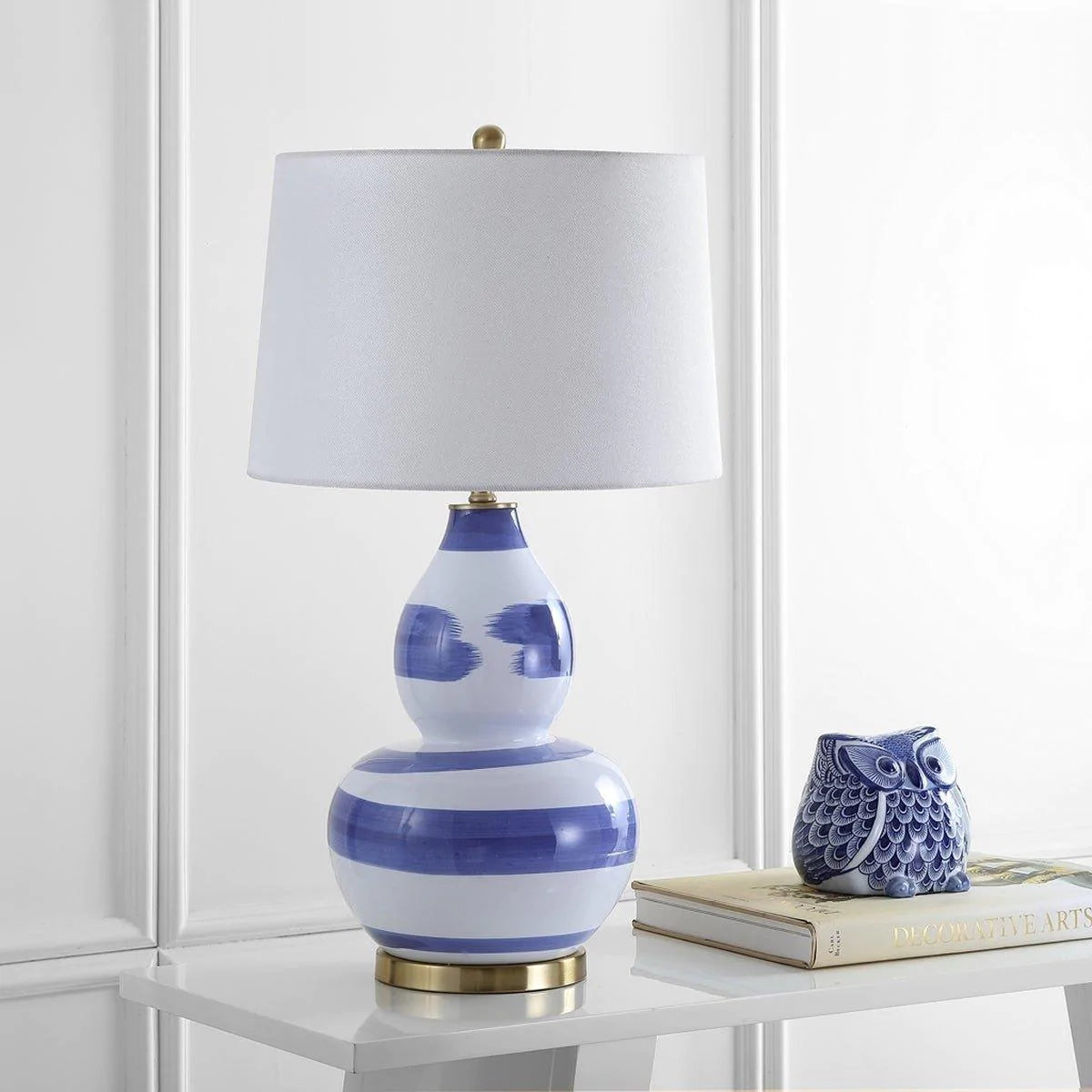Blue and White Brushstroke Swirl Ceramic Table Lamp - Handcrafted Boho Home Decor for Bedroom, Living Room & Office - Perfect for Reading, Relaxing & Creating Cozy Ambiance
