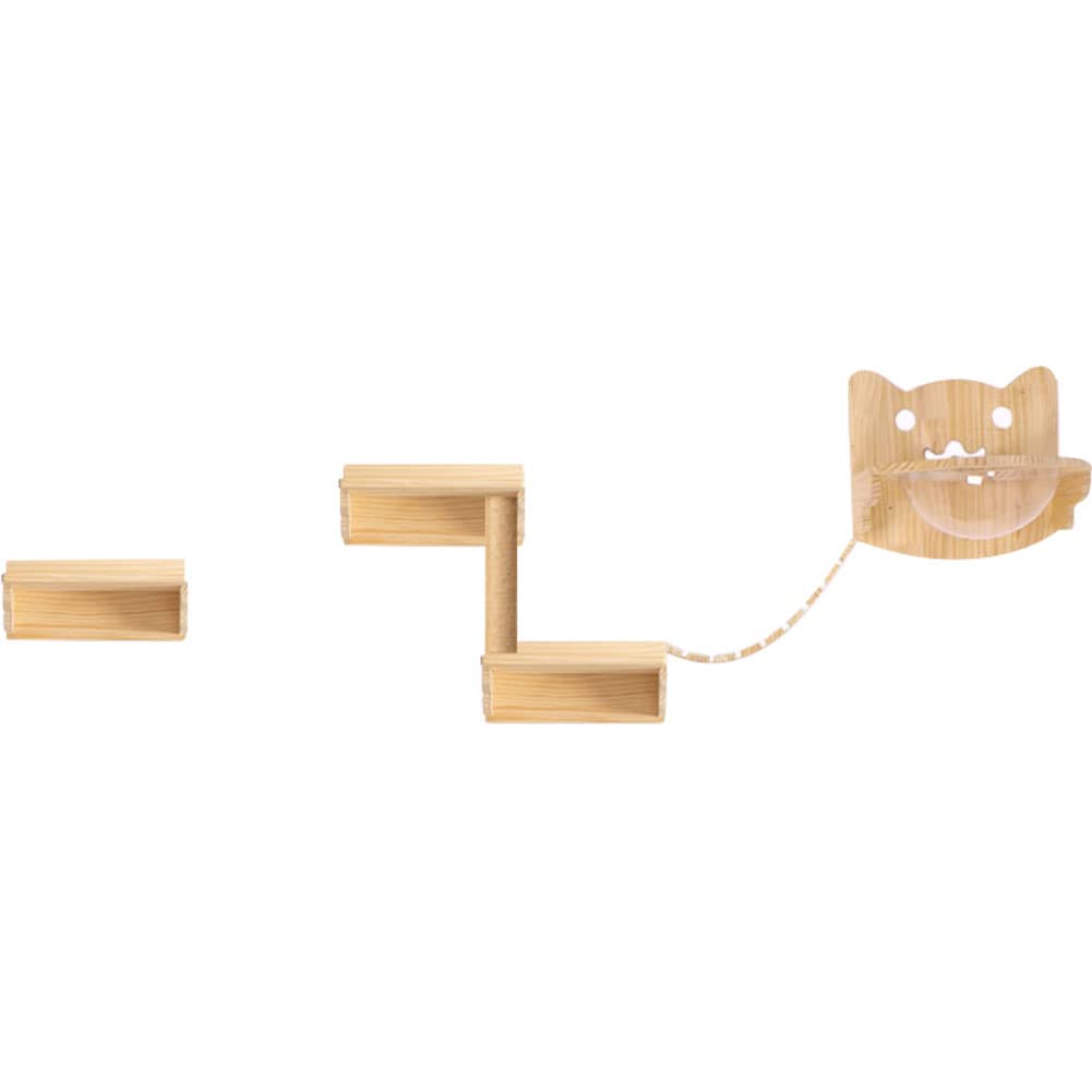 6-Piece Wall-Mounted Wooden Cat Climbing Set with Space Capsule Bed, Condo House, Shelves, Bridge, Ladder & Sisal Scratching Post - Multi-Level Cat Perch Furniture for Indoor Cats - Perfect for Small Spaces & Kitty Playtime