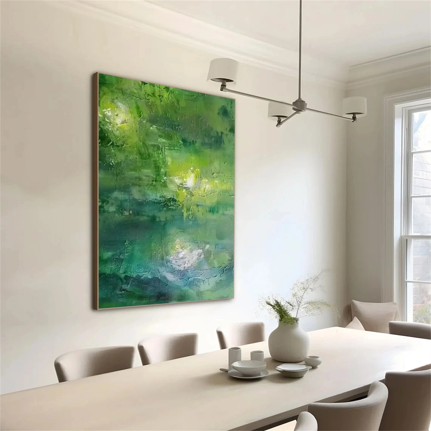 Modern Green Abstract Textured Wall Art Painting - Handmade Canvas Print for Living Room, Bedroom & Office Decor | #AB 468