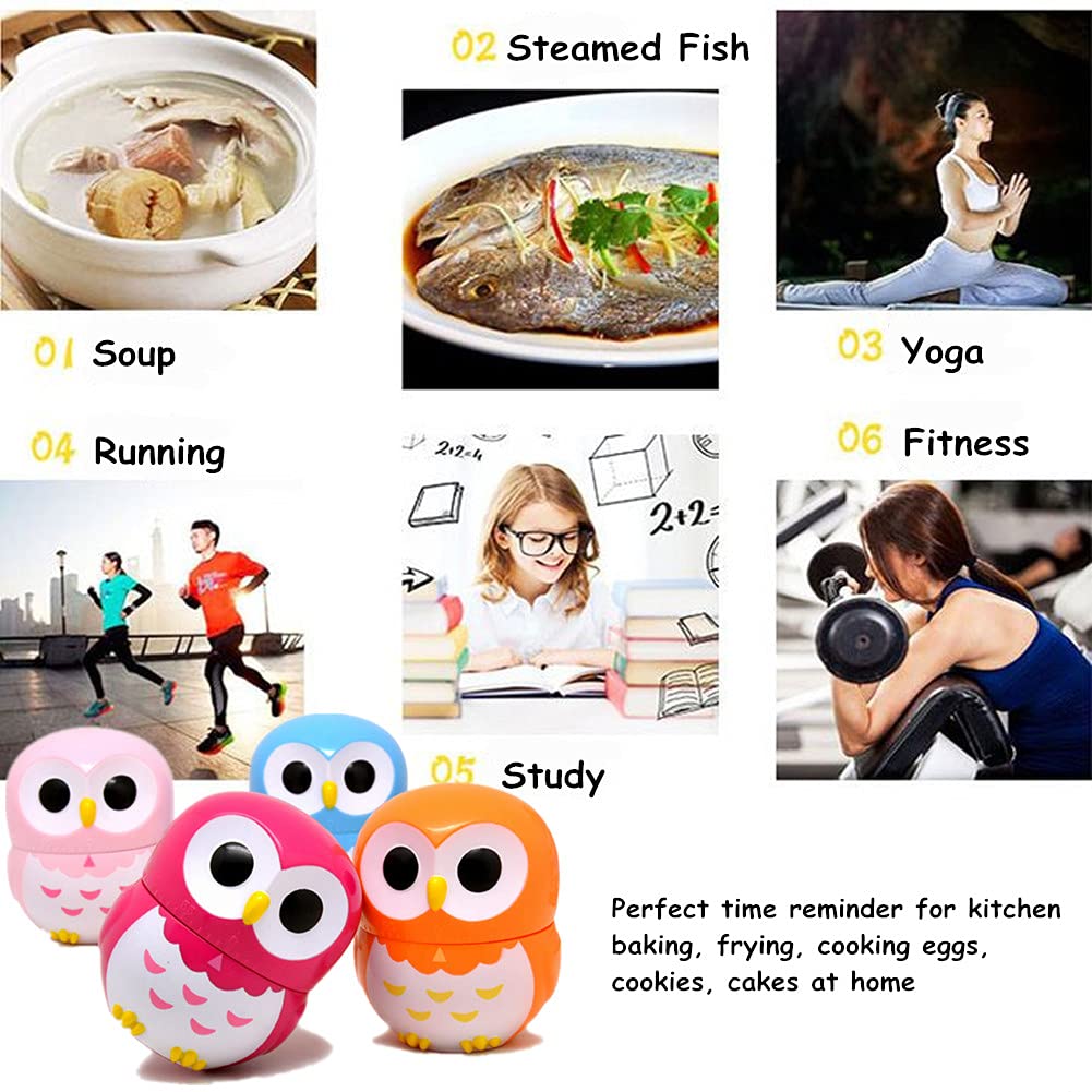 Cute Owl Shape Kitchen Timer - Mechanical Cooking Countdown Clock with Alarm, Portable Rose Design for Baking, Meal Prep, and Home Kitchen Use