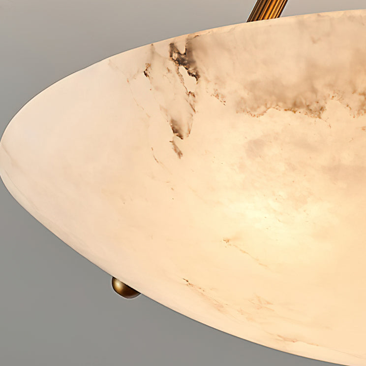 Alabaster Bowl Ceiling Light Fixture - Modern Handcrafted Stone Pendant Lamp for Dining Room, Living Room & Bedroom Lighting