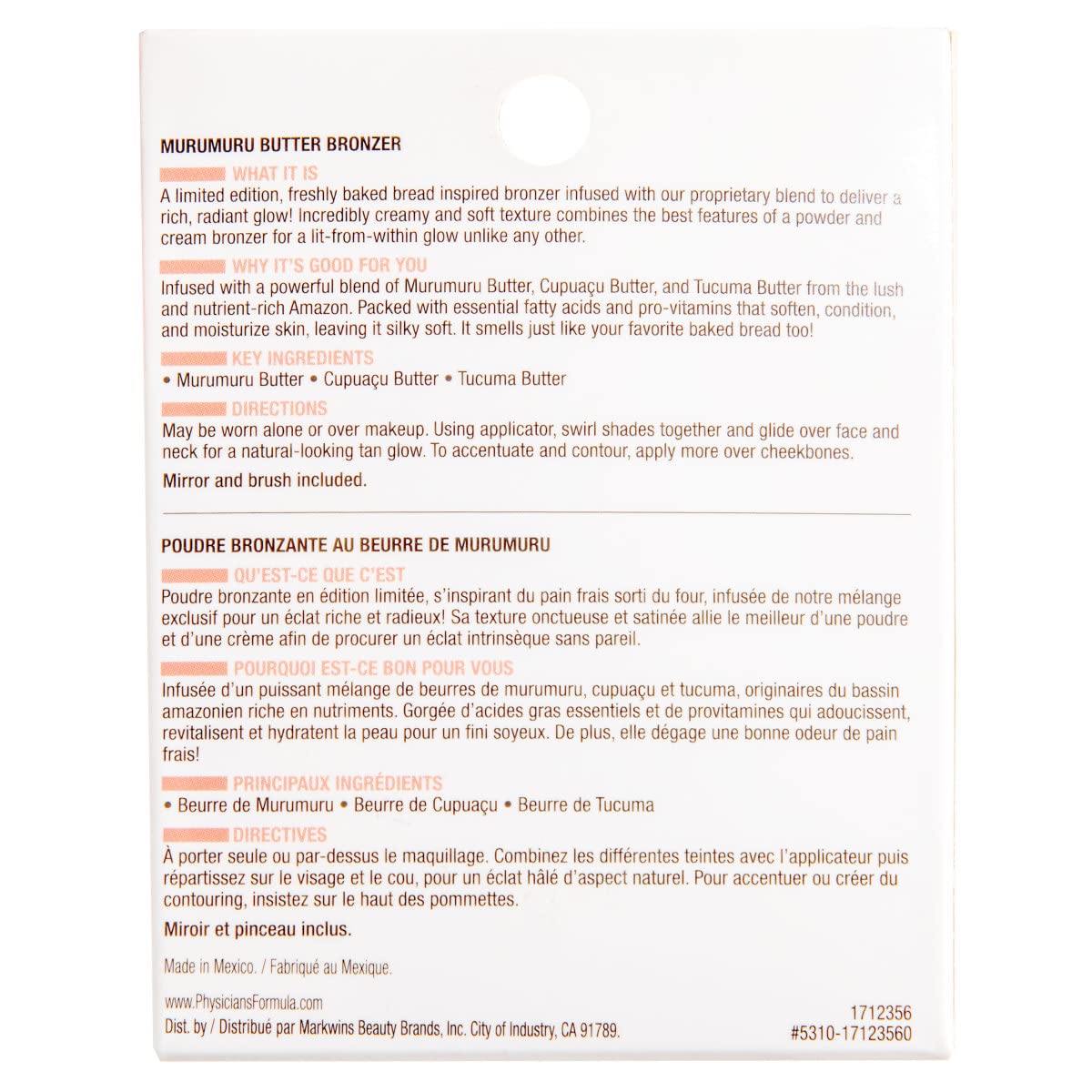 Physicians Formula Murumuru Butter Bronzer in Toasty - Nourishing Blend for a Luminous Finish | Dermatologist Tested, Hypoallergenic, Vegan & Cruelty-Free | Perfect for Everyday Glow & Contouring