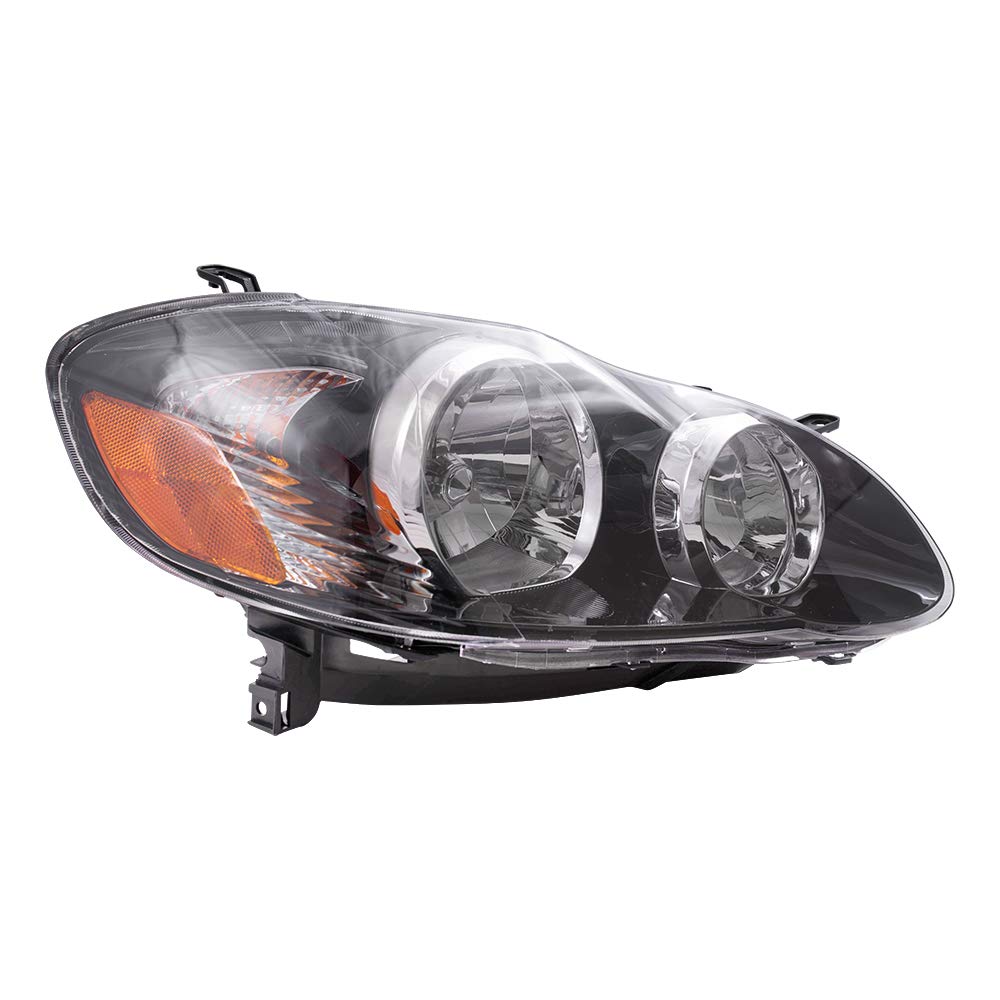 Brock Replacement Halogen Headlights for 2005-2008 Toyota Corolla - Smoked Lens Driver & Passenger Side (Part# 8115002360, 8111002370) | Durable Lighting Upgrade for Night Driving & Enhanced Style