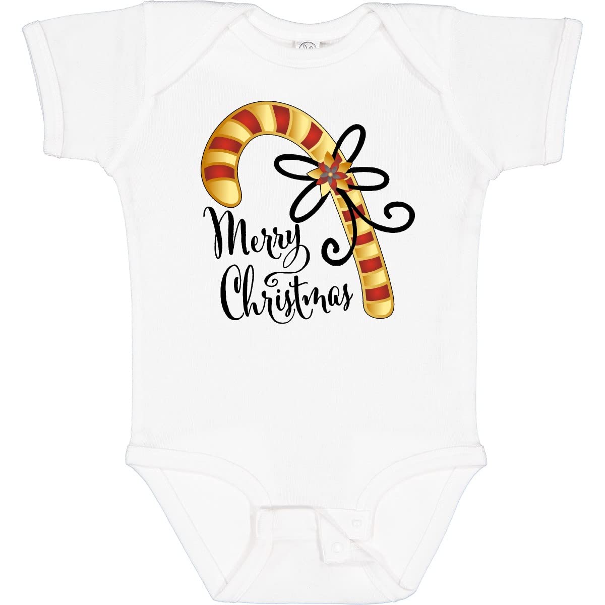 Inktastic Merry Christmas Red and Gold Candy Cane Baby Bodysuit - Festive Holiday Outfit for Infants & Newborns - Perfect for Christmas Photos, Family Gatherings & Holiday Parties
