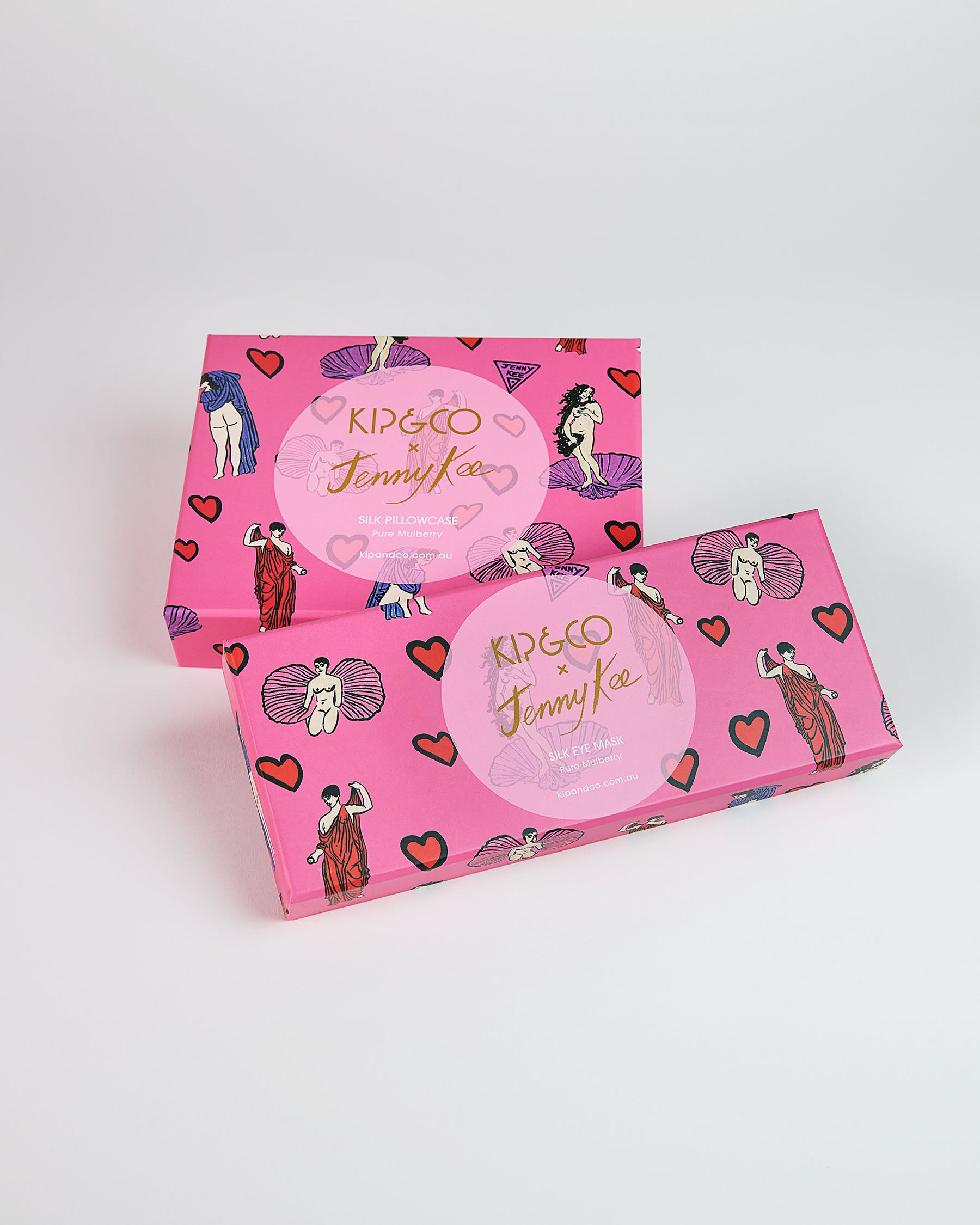 Kip&Co x Jenny Kee Pretty In Pink Silk Sleep Mask for Women - Soft & Comfortable Eye Cover for Travel, Nap & Nighttime Relaxation