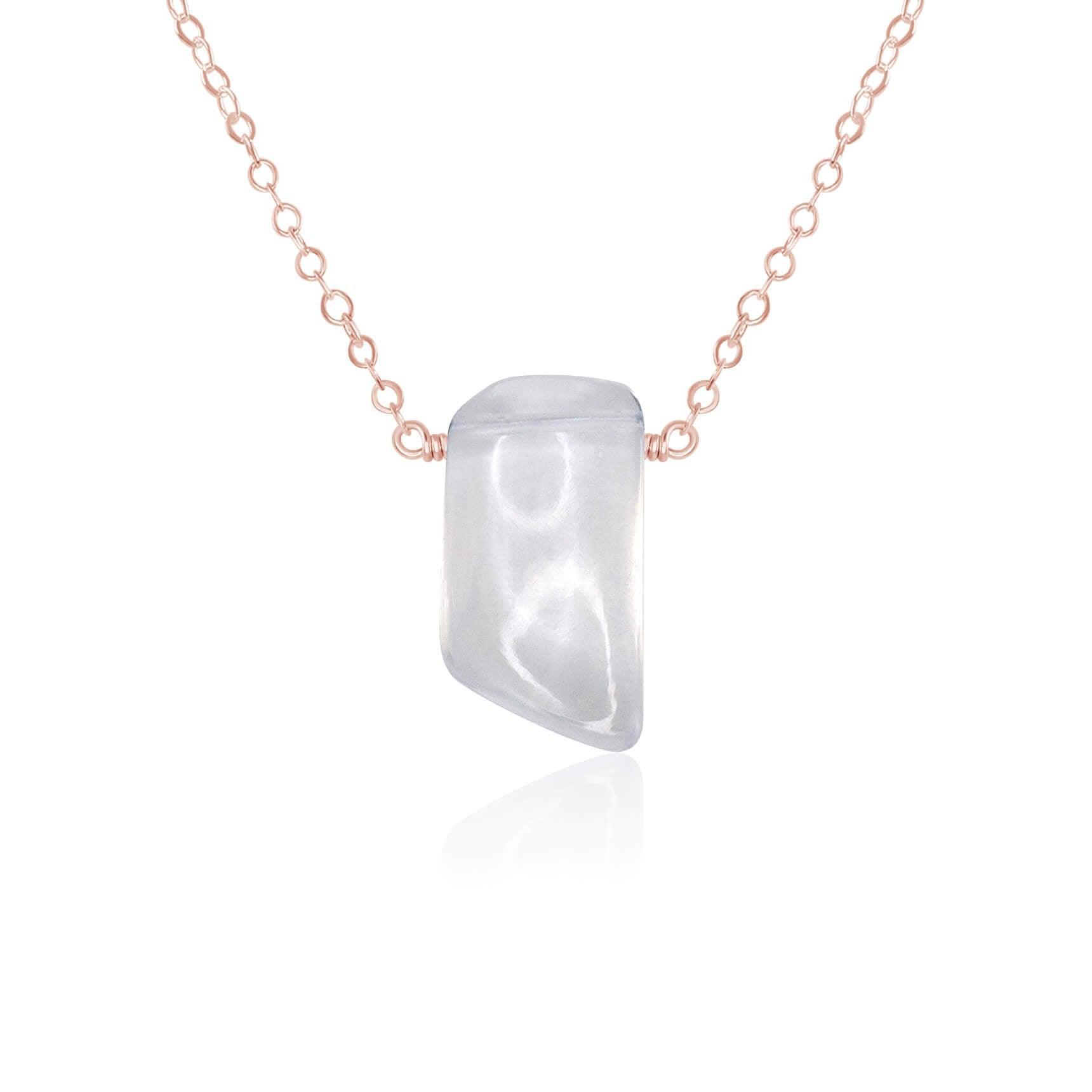 Small Smooth Clear Crystal Quartz Slab Necklace - Natural Healing Stone Jewelry for Women, Chakra Balancing & Energy Cleansing | Perfect for Meditation, Yoga, and Spiritual Gifts