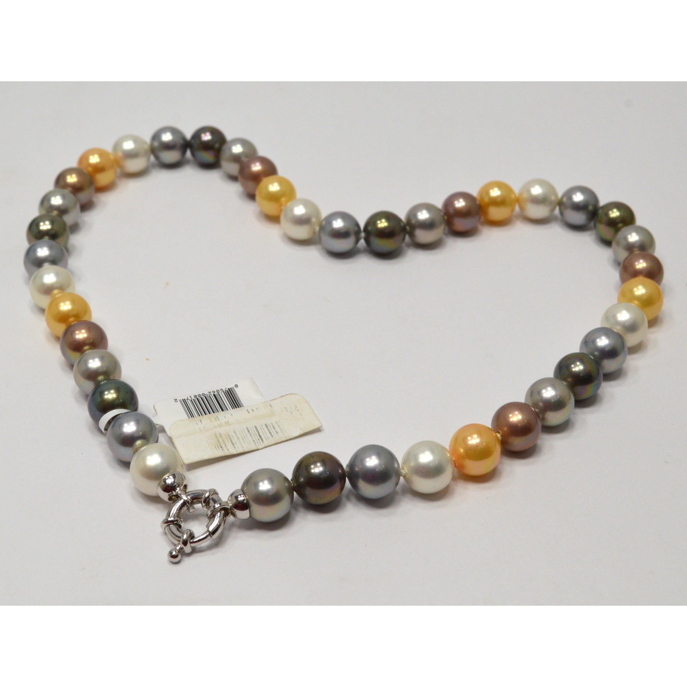 Man Made Pearl Necklace 18 Inch - Multicolored Pearls with Rhodium Clasp | Elegant Jewelry Gift for Women, Perfect for Weddings & Special Occasions