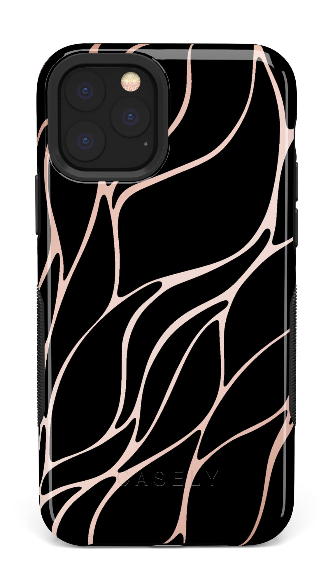 Casely iPhone 11 Pro Max Case - Sleek Black & Gold Metallic Waves Protective Cover | Durable Shockproof Phone Case for Everyday Use, Work & Travel