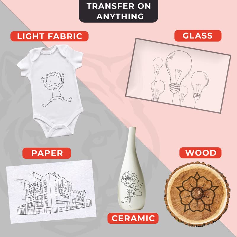Raimarket 200 Sheets Black Carbon Paper for Tracing - A4 Size (9x13) Graphite Transfer Paper for Fabric, Wood & Canvas | Drawing, Sewing Patterns & DIY Crafts | Includes 5 Stylus Pens for Easy Tracing
