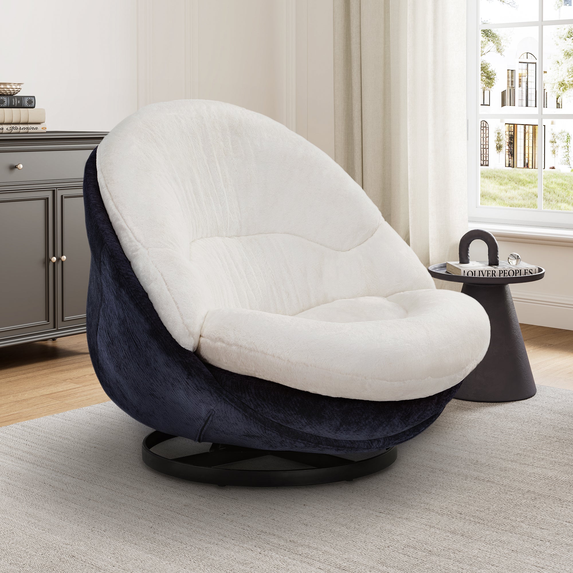 Gloria Soft Upholstered Swivel Lounge Chair - Modern White Accent Chair for Living Room, Bedroom & Office - Comfortable 360-Degree Rotating Seat with Padded Cushions