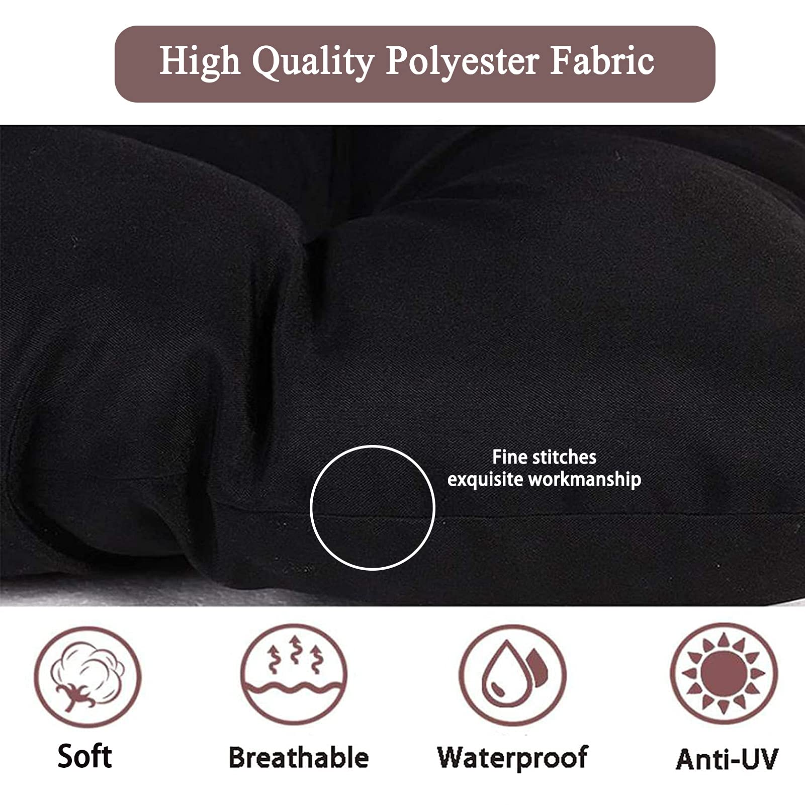 Double Papasan Cushion for Outdoor & Indoor Use - Waterproof Hanging Basket Chair Cushion, Garden & Patio Furniture Pad - Light Gray 67x47 Inches - Perfect for Porch, Balcony, Hammock & Swing Chairs
