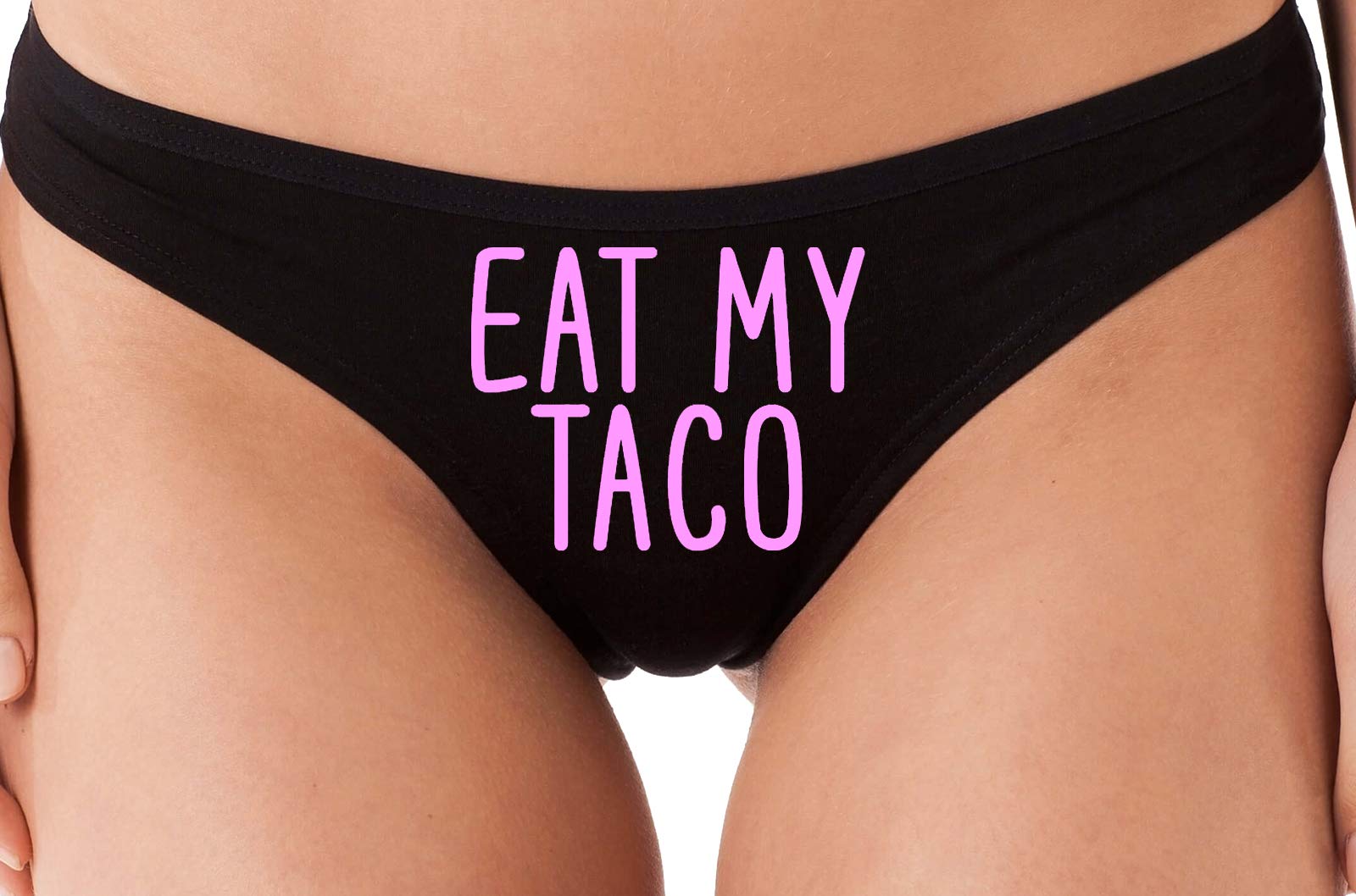 Funny Oral Sex Black Thong Underwear - Knaughty Knickers 'Eat My Taco' Novelty Lingerie for Bachelorette Parties & Couples Play