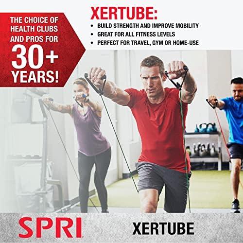 SPRI Xertube Resistance Bands with Handles - Premium Home Gym Workout Equipment for Strength Training, Physical Therapy & Fitness - Includes Door Anchor Attachment for Full-Body Exercises at Home or Gym