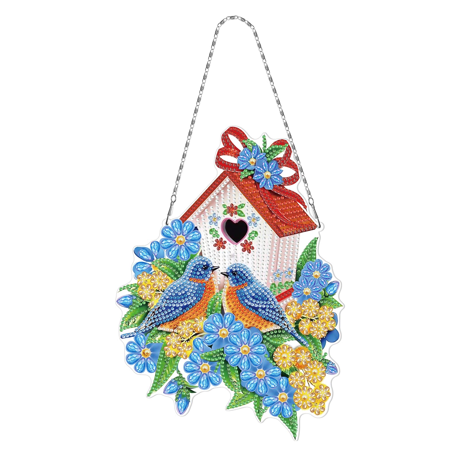 5D Diamond Painting Bird House Wreath Kit - DIY Double Sided Rhinestone Mosaic Art for Front Door, Garden & Porch Decor | Perfect for Spring Home Decoration & Gift Giving