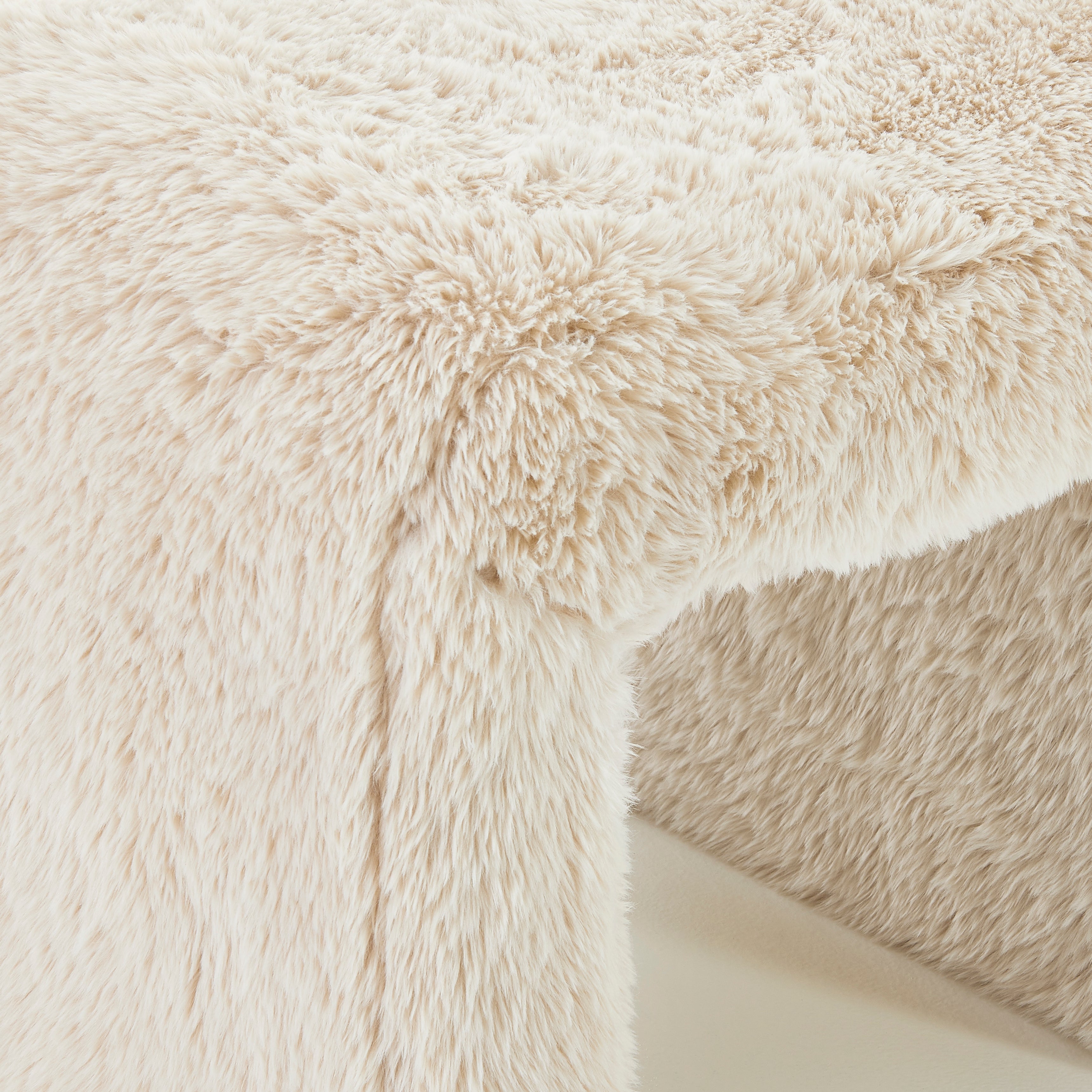 Roundhill Furniture Zorya Contemporary Faux Fur U-Shaped Ottoman Set of 2 - Modern Living Room Accent, Bedroom Footrest, Cozy Home Decor for Stylish Comfort