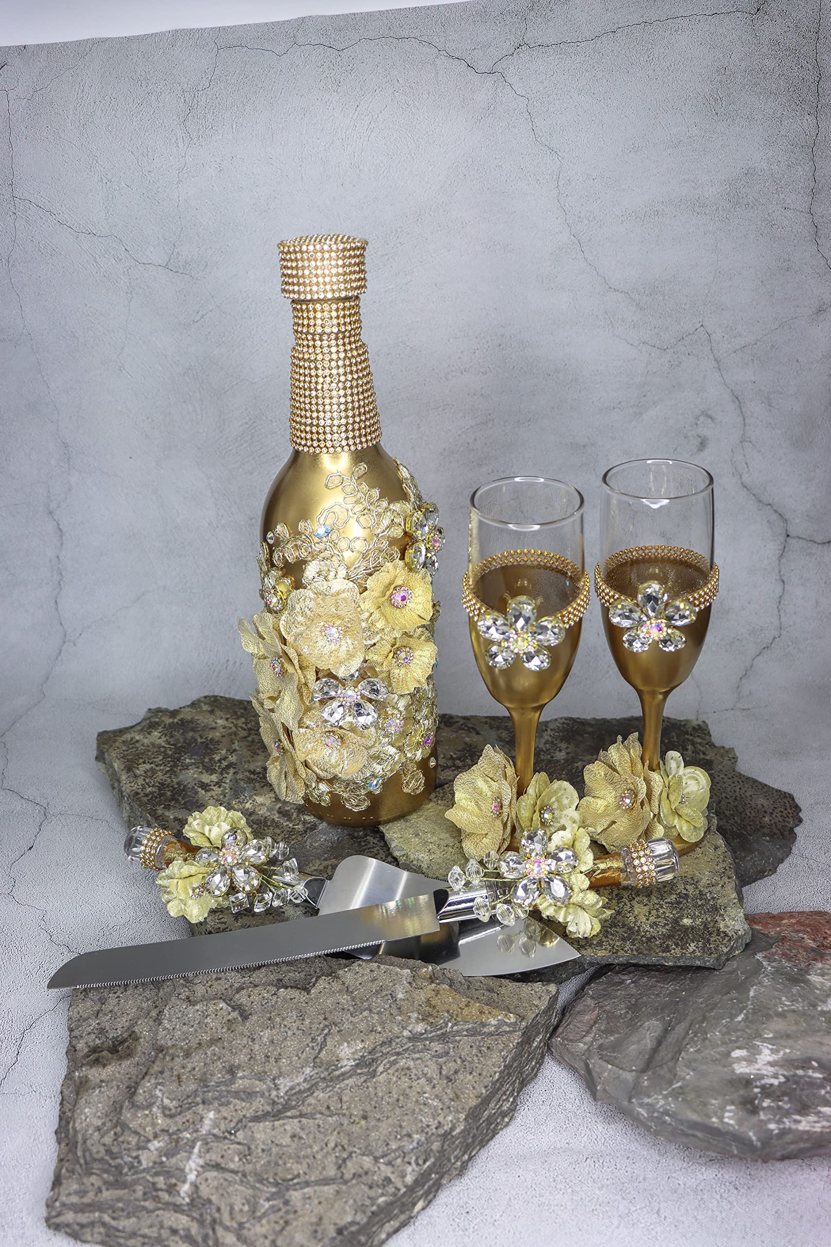Elegant A&C Quinceañeras & More Champagne Glasses Set - Burgundy Gold Toasting Set for Quinceañera, Sweet 16, Weddings & Special Celebrations - Perfect for Anniversaries, Bridal Showers & Birthday Parties