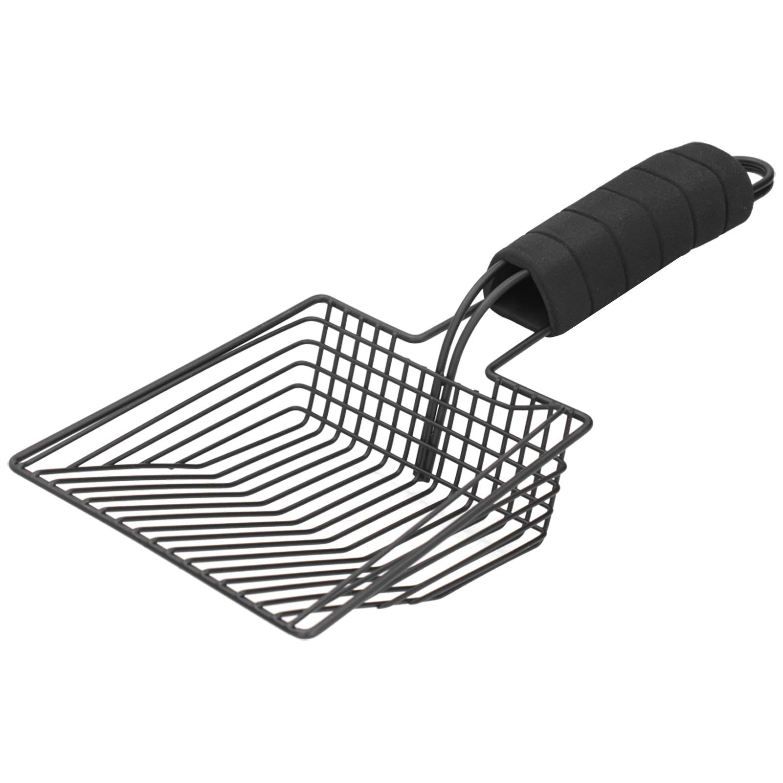 Hyuduo Durable Metal Cat Litter Scoop - Non-Stick Sifter with Deep Shovel - Reusable Pet Cleaning Tool for Cats - Large Black Litter Box Accessory - Perfect for Daily Cat Waste Removal & Litter Box Maintenance