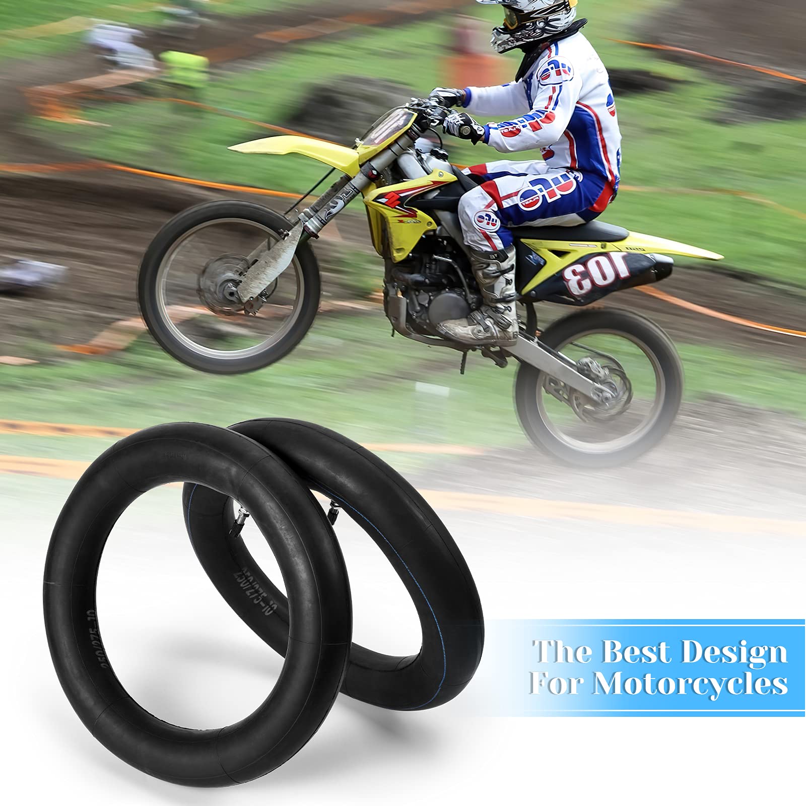 GARVEE 2-Pack 2.75/3.00-21 Motorcycle Inner Tube, 80/100-21 Dirt Bike Tube Replacement for CR250R CR450R CR500R XR200 XR250 YZ125 TTR230 TTR250 - Perfect for Off-Roading & Trail Riding