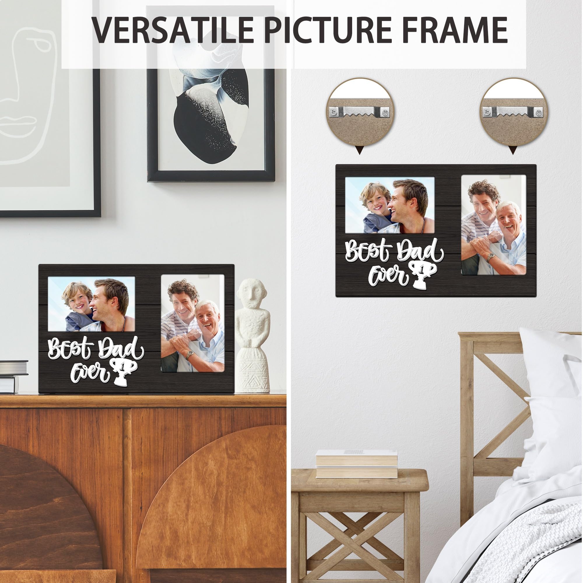 Best Dad Ever 3D Picture Frame - Holds 2 4x6 Photos | Unique Father's Day Gift from Son | Perfect for Home, Office Desk & Special Occasions