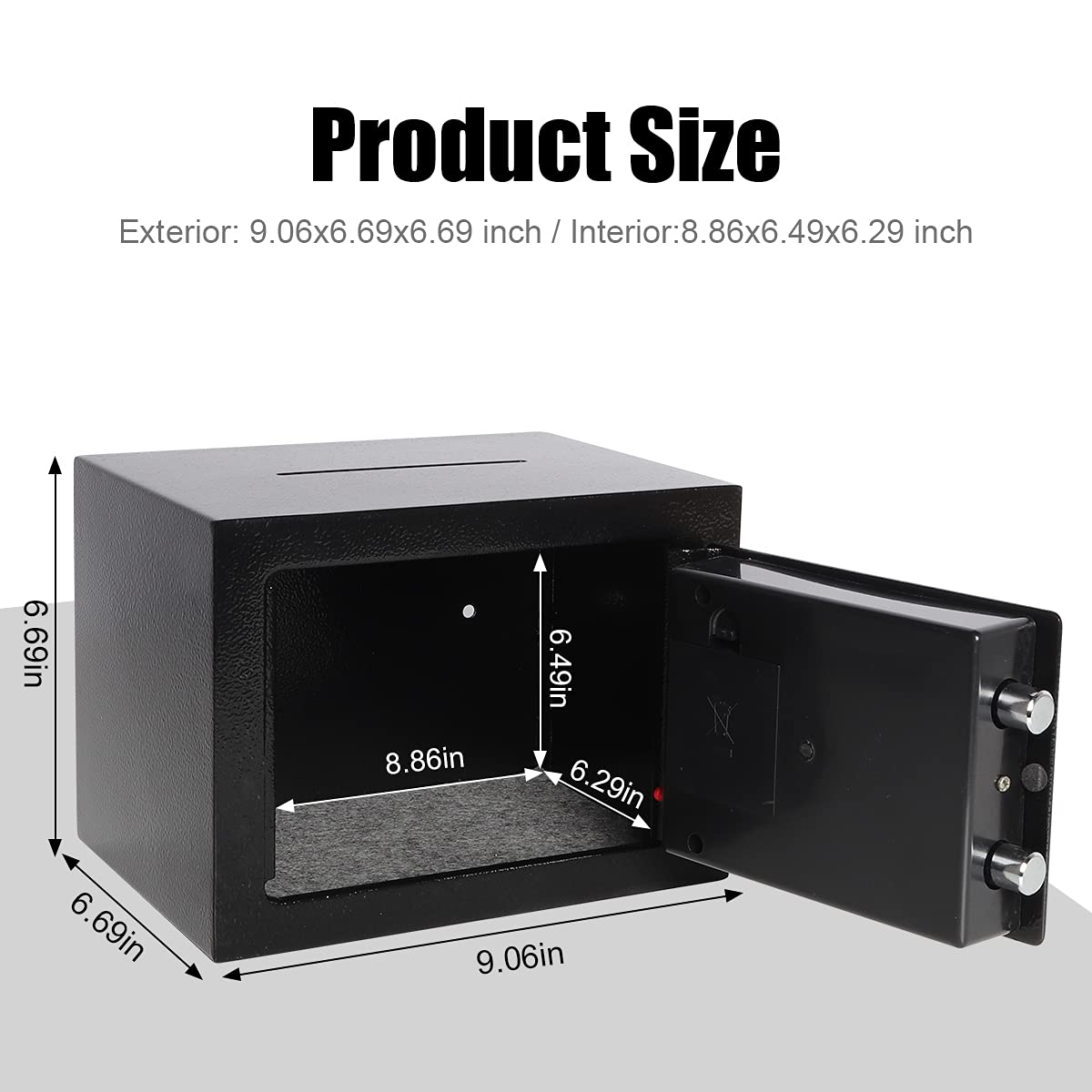 Digital Security Safe Box for Home & Office - 0.17 Cubic Ft Electronic Keypad Safe to Protect Money, Jewelry, Passports & Valuables - Compact Black Safe for Bedroom, Closet or Travel Use