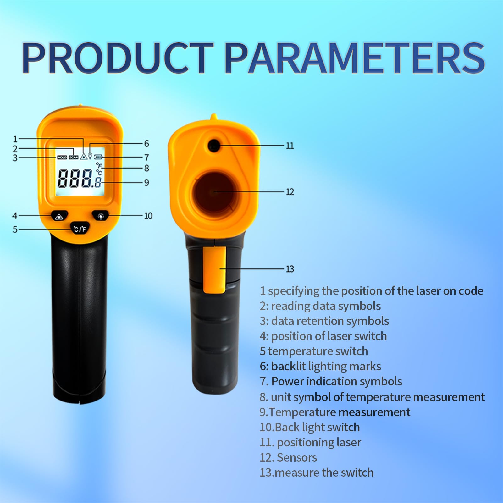 Non-Contact Infrared Thermometer Gun -58°F to 1112°F for Cooking, BBQ, Pizza Oven & Meat - Digital Laser Temperature Gun for Kitchen, Grilling, Baking & Food Safety (Not for Human Use)