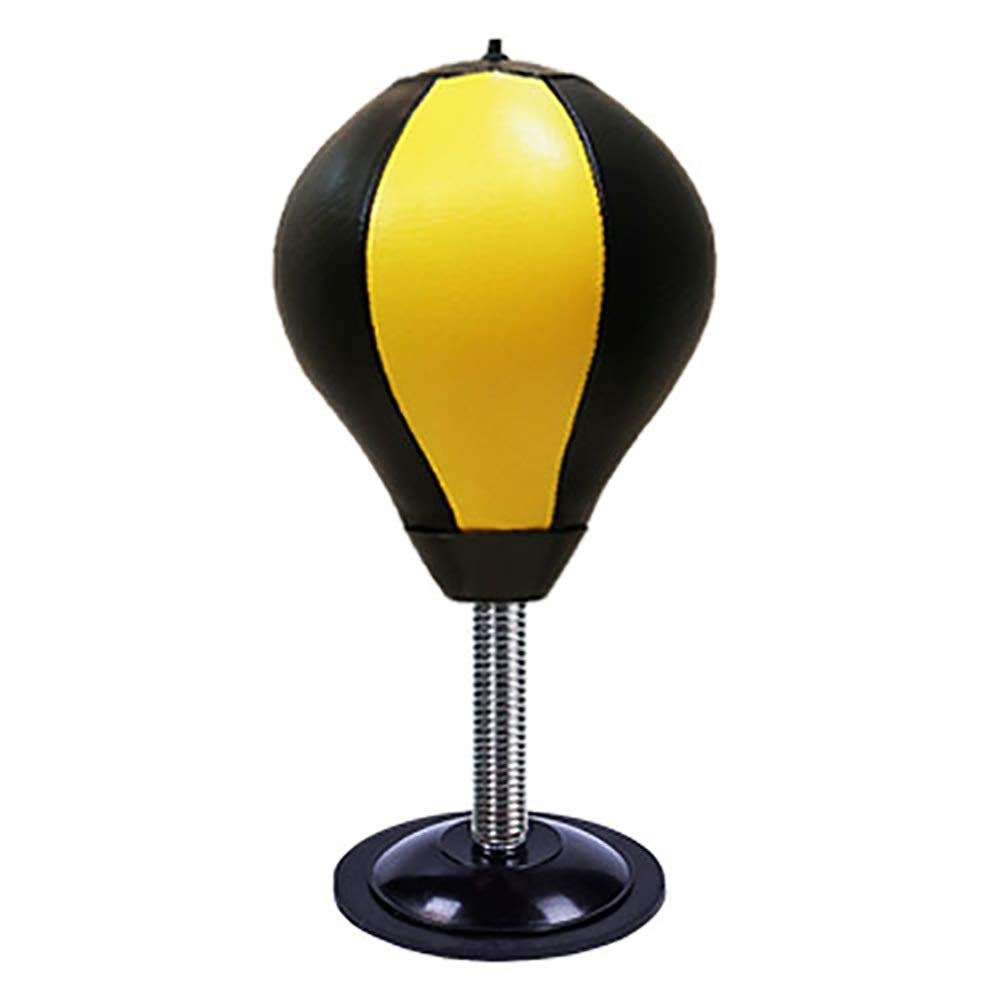Kids & Adults Desktop Punching Bag with Stand - Boxing Training Ball for Stress Relief, Office & Home Use - Suction Cup Reflex Ball for Hand-Eye Coordination (Yellow & Black) - Perfect for Work, Gym, and Stress Management