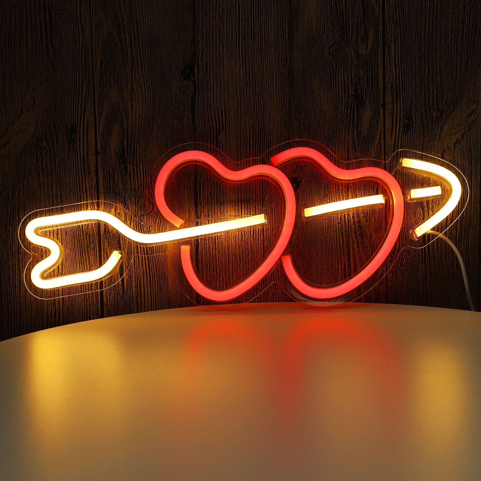 Heart to Heart LED Neon Light Sign - Durable Acrylic Panel, USB Powered Cool Novelty Night Light for Bedroom, Wall Decor, Bar, Party & Teen Birthday Gift - Perfect for Romantic Ambiance, Home Decor & Special Occasions