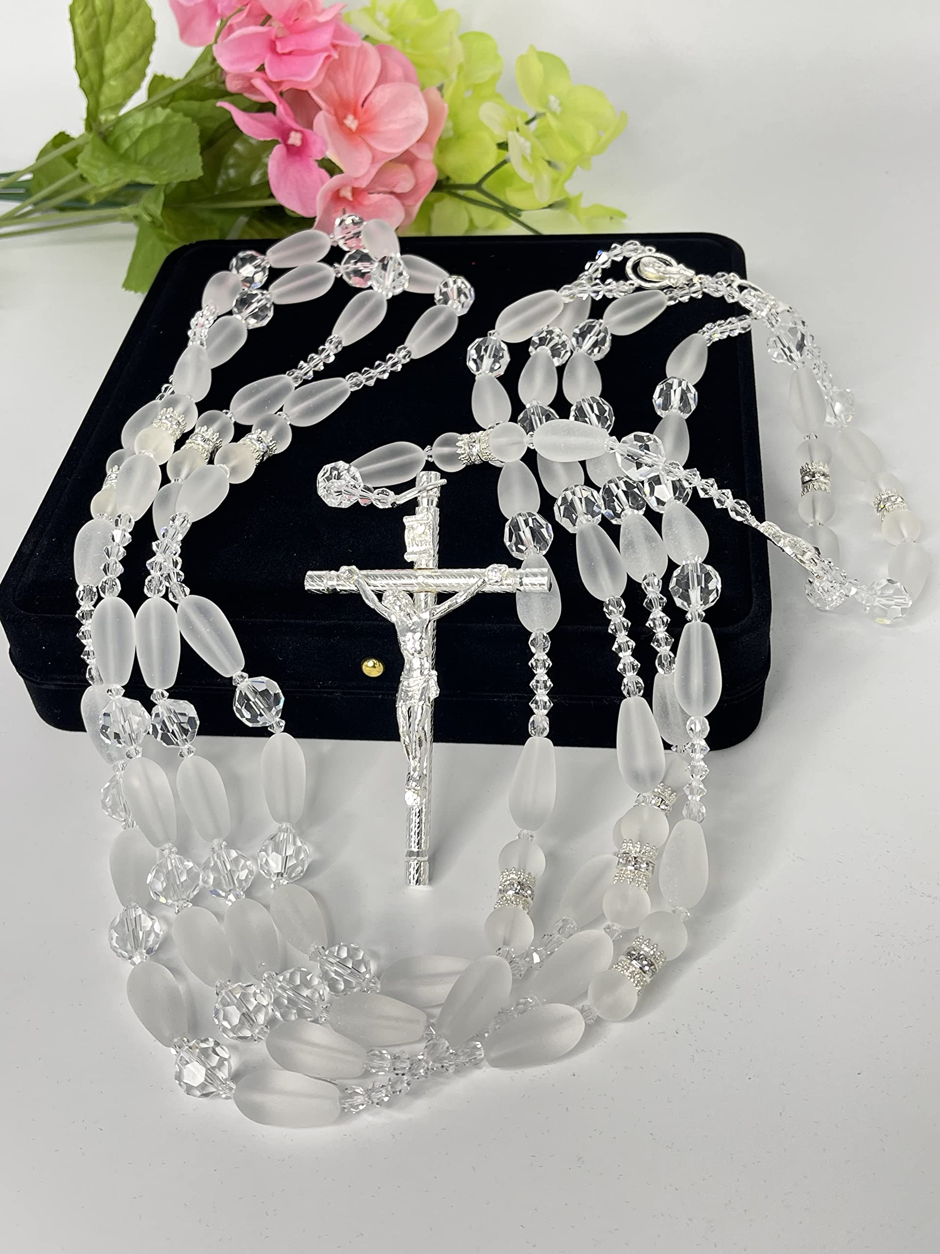 Traditional Crystal Wedding Lasso - Elegant Crystal Wedding Rosary for Catholic Ceremonies | Lazo De Boda De Crystal for Bridal Unity Rituals | Perfect for Wedding, Vow Renewal & Quinceañera Celebrations