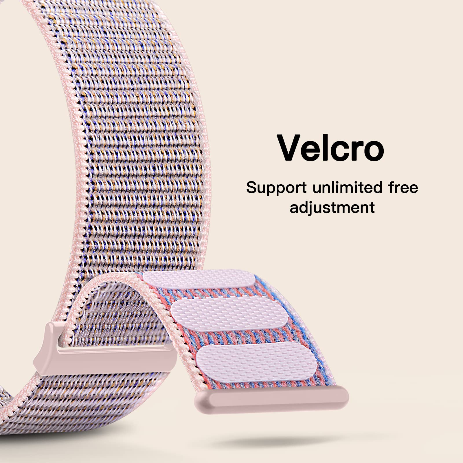 Yoohoo Soft Nylon Replacement Watch Band Compatible with Apple Watch 38mm 40mm 41mm 42mm (Series 10/9/8/7/6/5/4/3/2/1/SE) - Adjustable Sport Strap for Women & Men - Pale Red - Perfect for Gym, Running & Everyday Wear