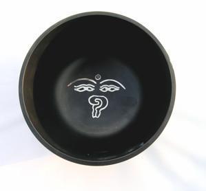 5 Inch Black Om Mani Bowl - Handcrafted Tibetan Singing Bowl for Meditation, Yoga & Relaxation - Perfect for Home, Office & Spiritual Practices