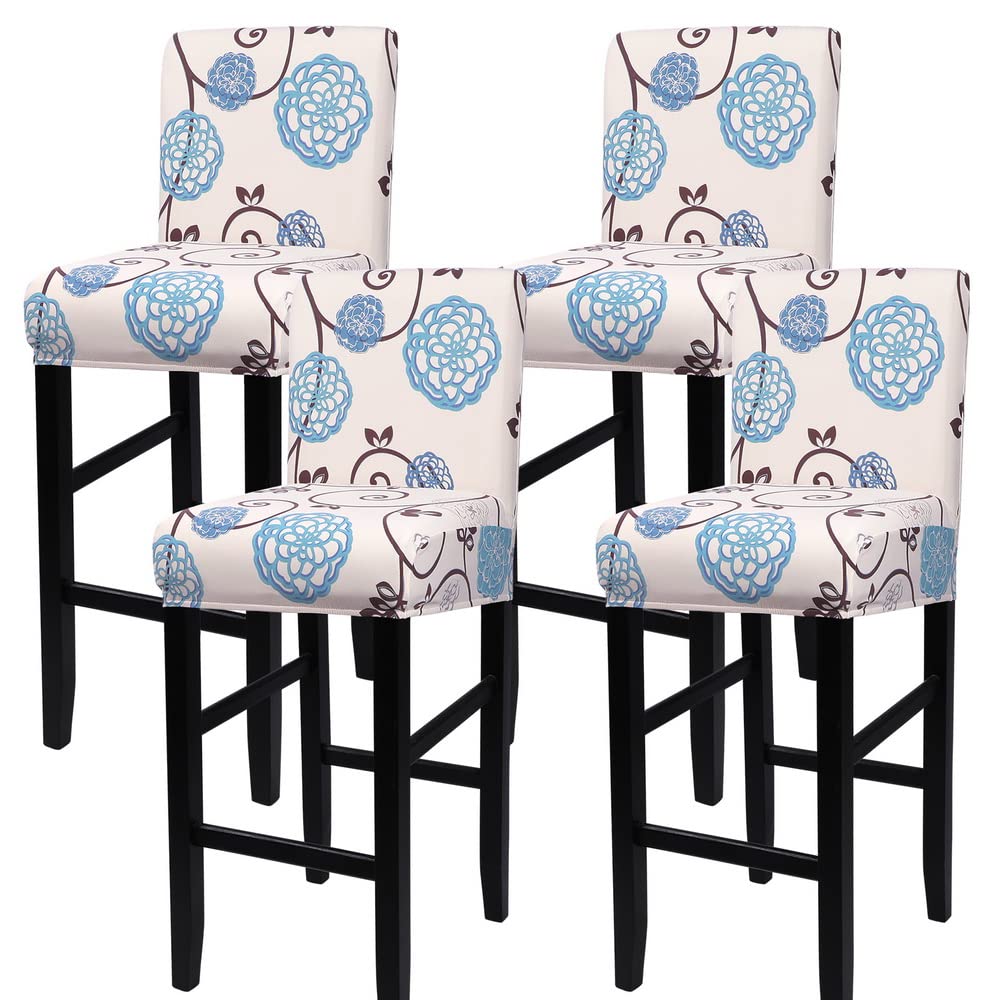 Stretch Washable Bar Stool Covers Set of 4 - Counter Height Chair Seat Covers for Kitchen, Dining Room & Cafe - Ball Flower Design - Perfect for Home Decor, Restaurant Upgrade & Indoor Furniture Protection