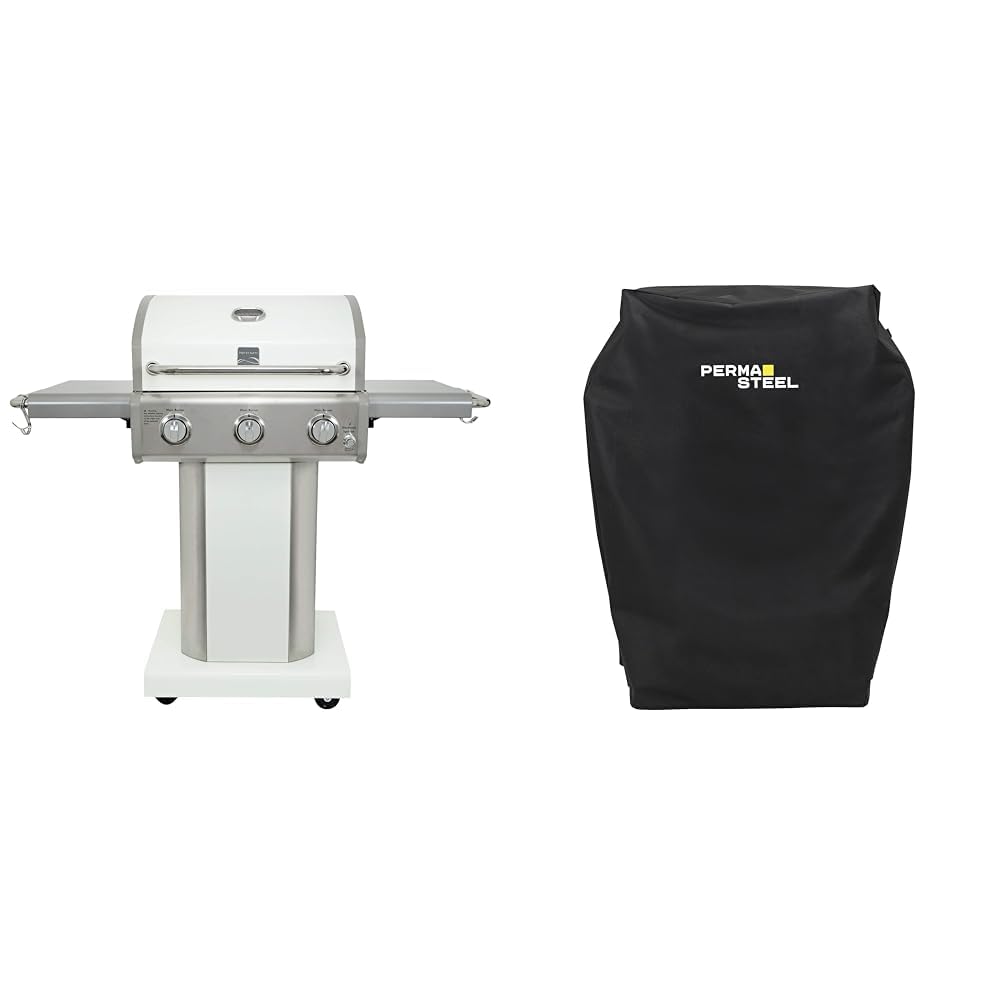 Kenmore 3-Burner 30,000 BTU Outdoor Propane Gas Grill with Folding Side Shelves & Weatherproof Cover - Perfect for Backyard BBQs, Camping, and Tailgating Parties
