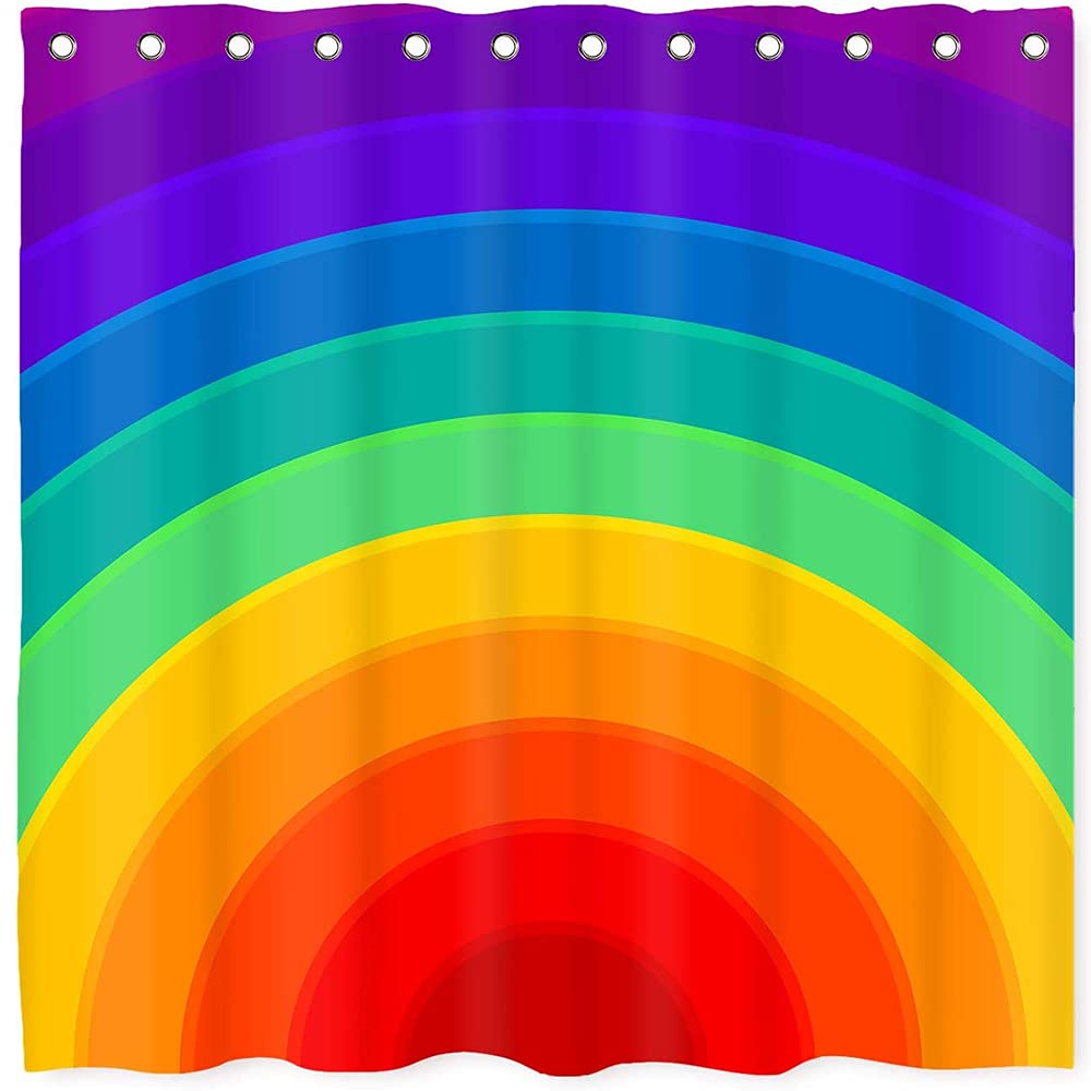 Watercolor Rainbow Shower Curtain Set - Fade-Resistant Bathroom Decor with White Plastic Hooks | Perfect for Modern Bathrooms & Kids' Rooms