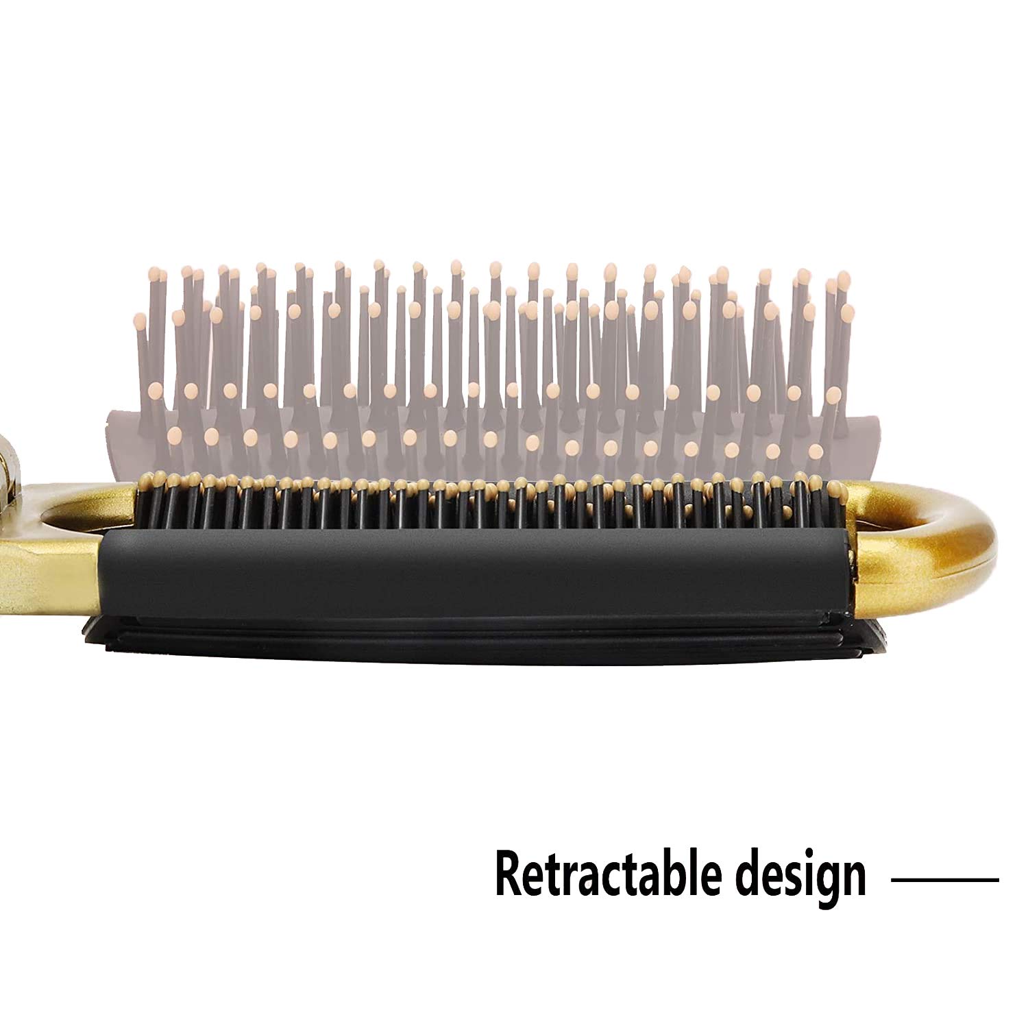 YUSONG 2-Pack Mini Folding Hair Brush with Mirror - Compact Travel Brush for Women & Girls, Portable Pocket-Size Comb for Purse, Gym, Travel & Swimming (Gold & Silver) | Perfect for On-the-Go Styling, Quick Touch-Ups & Emergency Hair Fixes