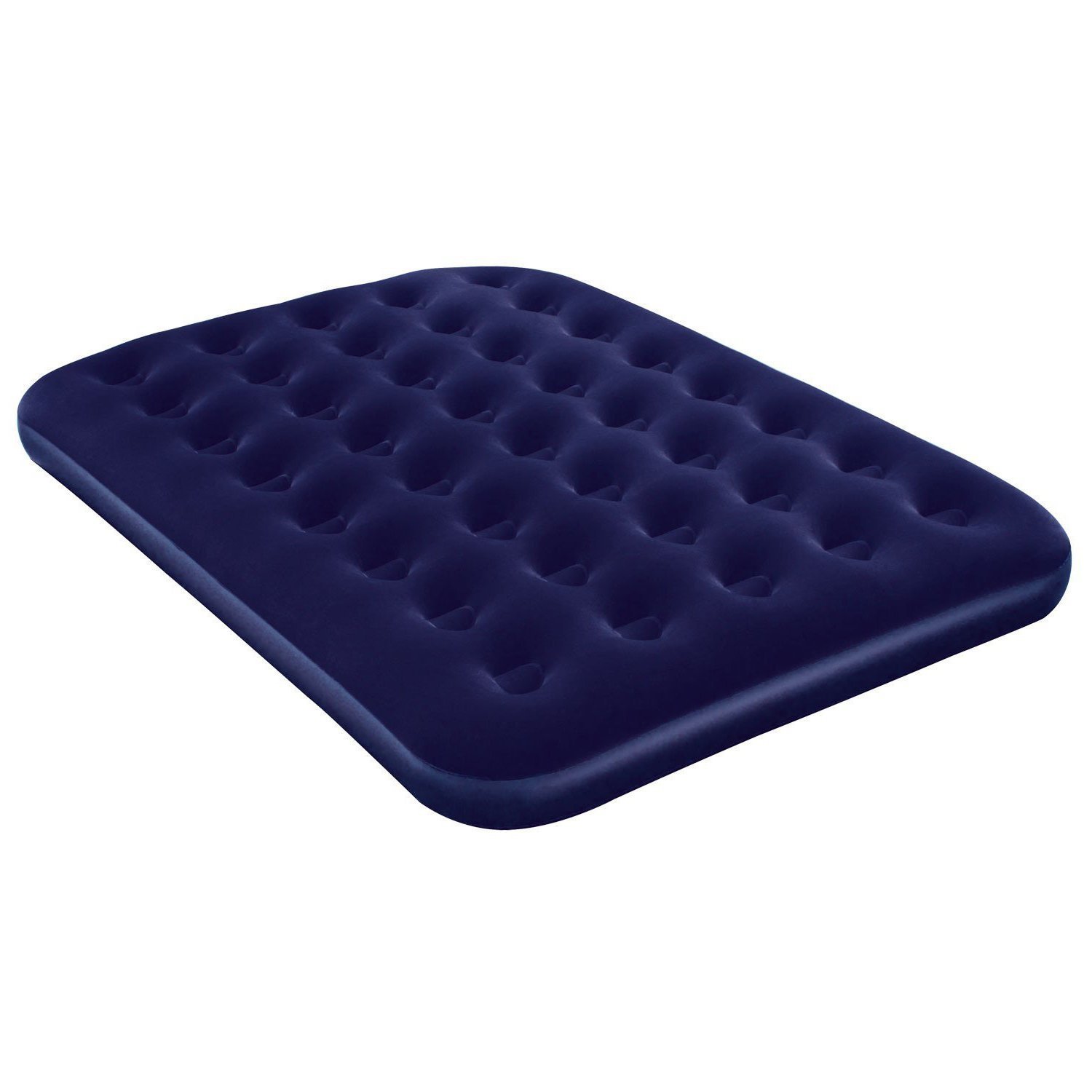 **Flocked Double Size Air Mattress - Inflatable Guest Bed for Camping, Travel & Home Use - Comfortable Portable Airbed with Built-in Pump**
