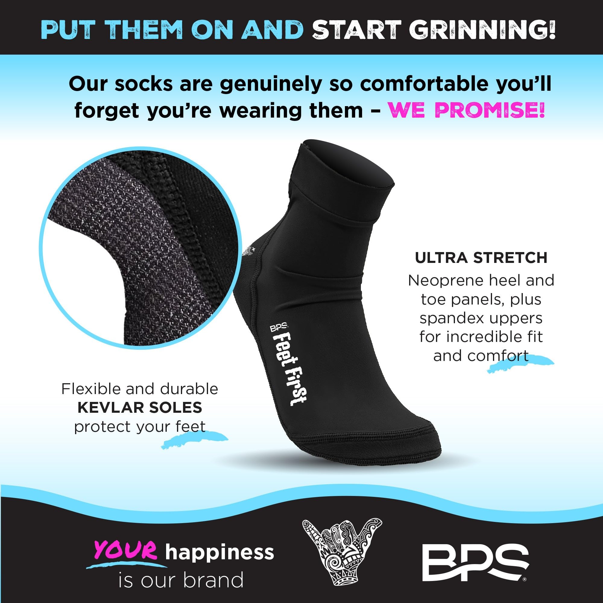 BPS New Zealand 'Feet First' Beach Volleyball Soccer Sand Socks - Flexible Kevlar Sole Water Shoes for Men & Women - Perfect for Beach Sports, Water Activities and Outdoor Adventures