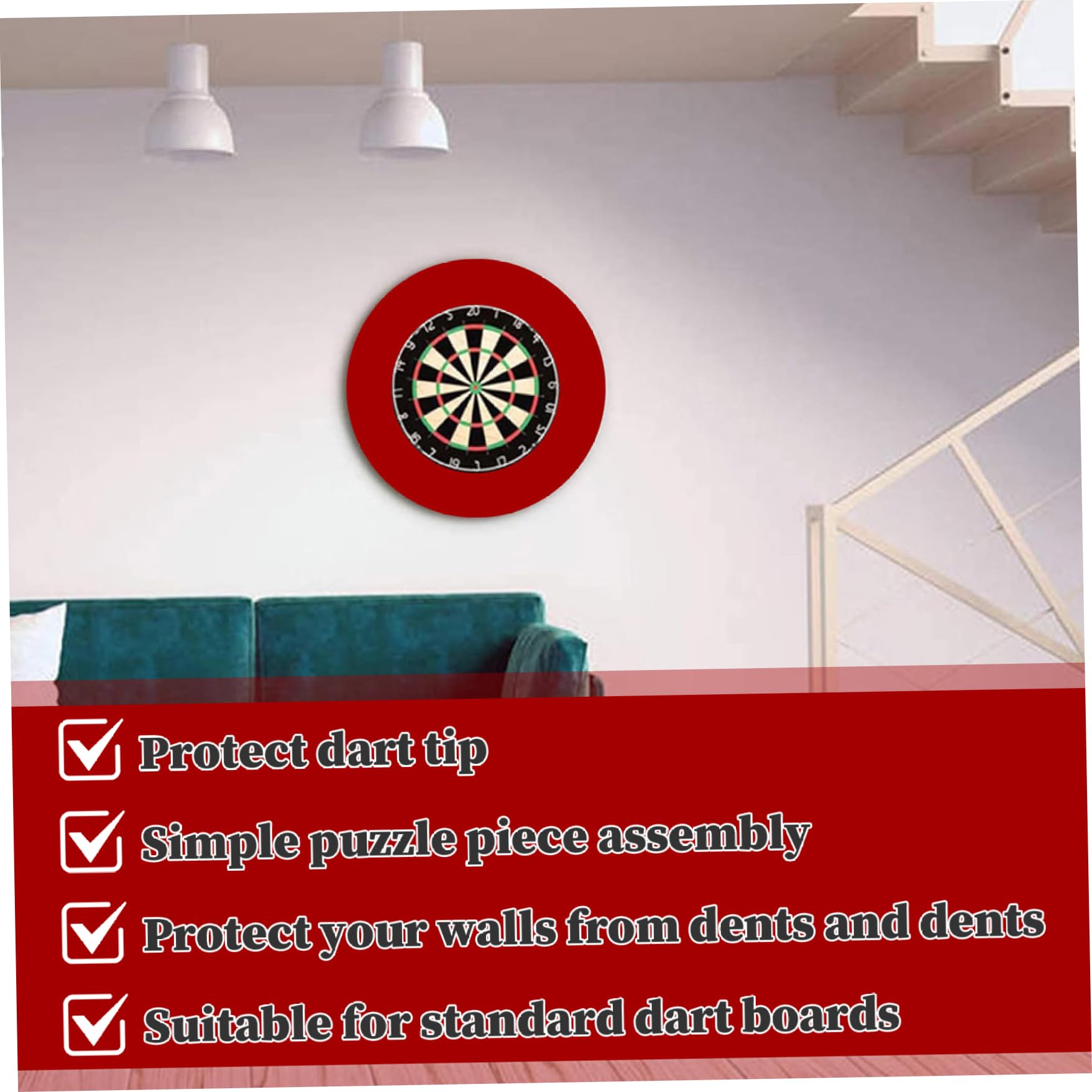 EVA Wall Protector - Wrap Around Protective Board for Home, Club & Bar - Red Standard Back Panel - Durable & Safe for Kids, Pets & High Traffic Areas
