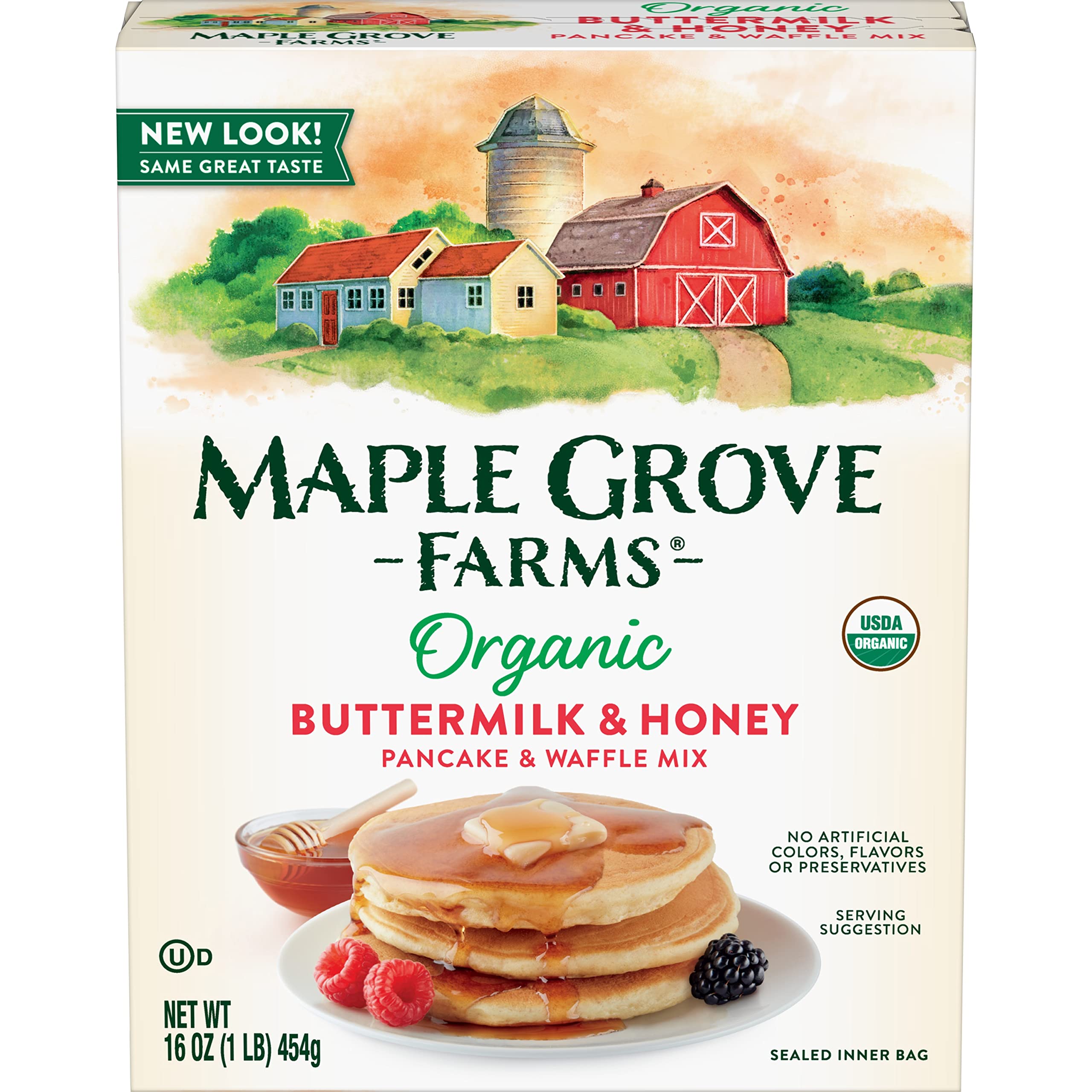 Organic Pancake & Waffle Mix with Honey by Maple Grove Farms - 16oz (Pack of 8) | All-Natural Breakfast Mix for Fluffy Pancakes & Crispy Waffles | Perfect for Family Brunch, Camping Trips & Holiday Breakfasts