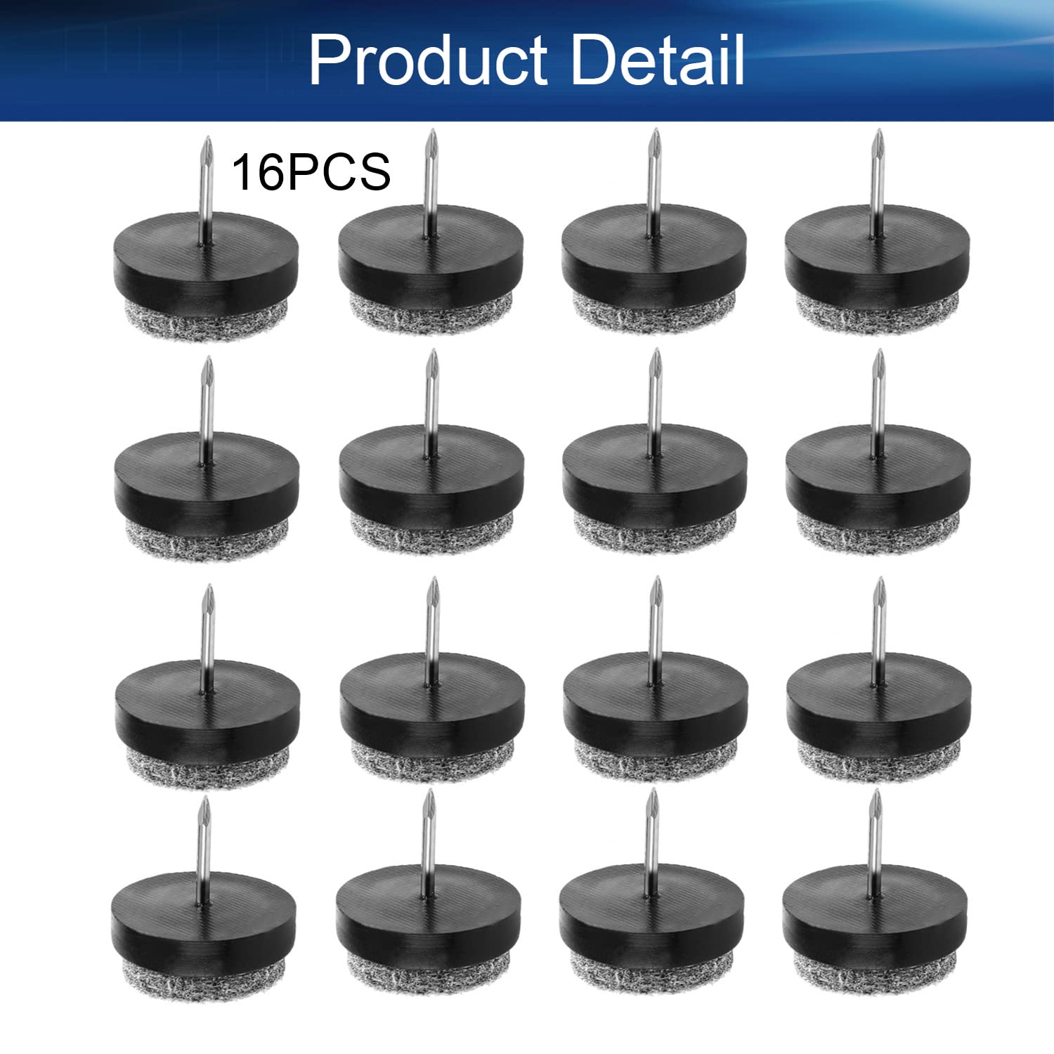 Round Felt Furniture Pads 16PCS - 24x9mm(Diameter x Height) Black Non-Slip Chair Leg Protectors for Hardwood Floors & Tables | Noise Reduction & Floor Protection
