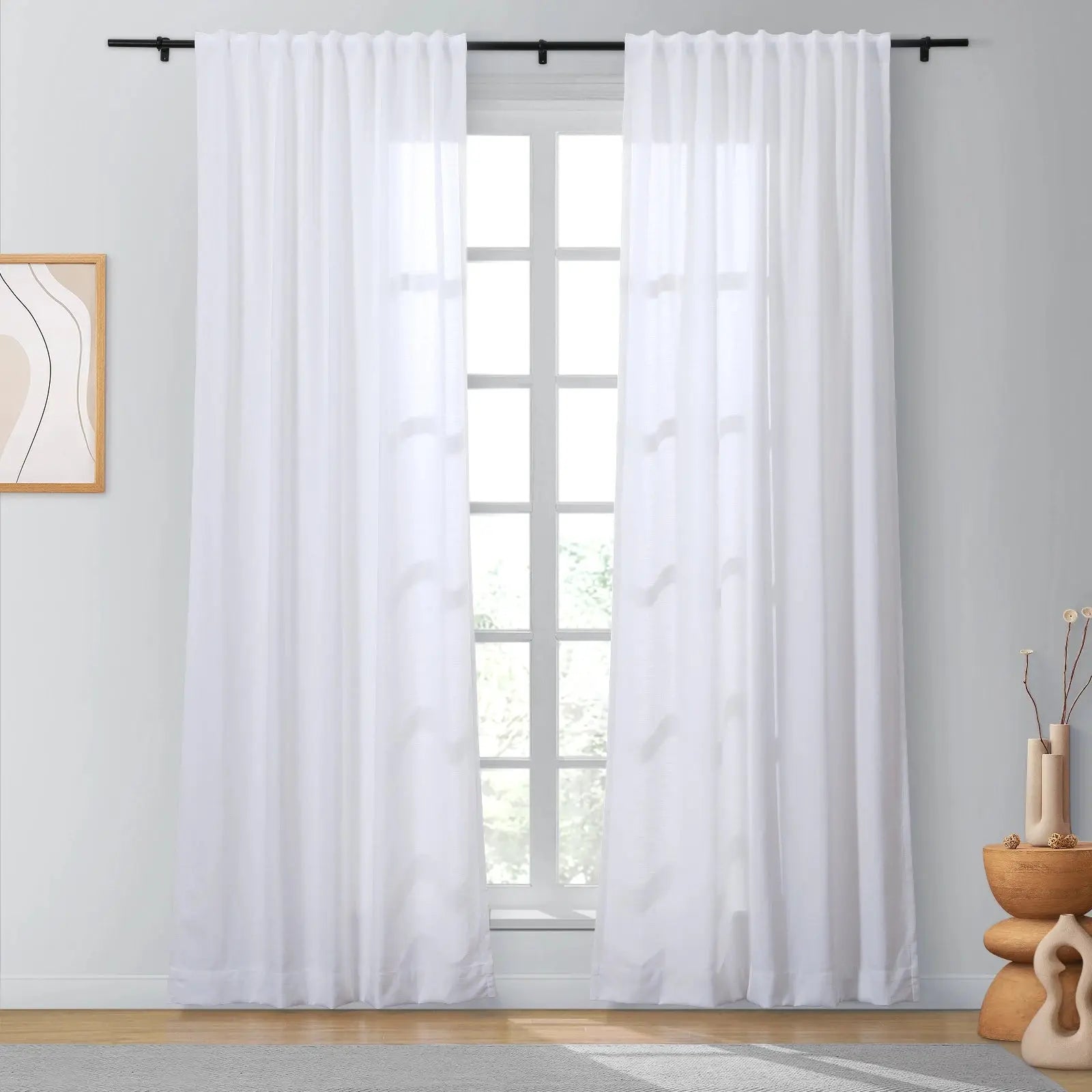 Isabella Heavyweight Cotton Blackout Curtains - Soft Top Thermal Insulated Drapes for Living Room & Bedroom - Noise Reducing & Energy Saving Window Treatments