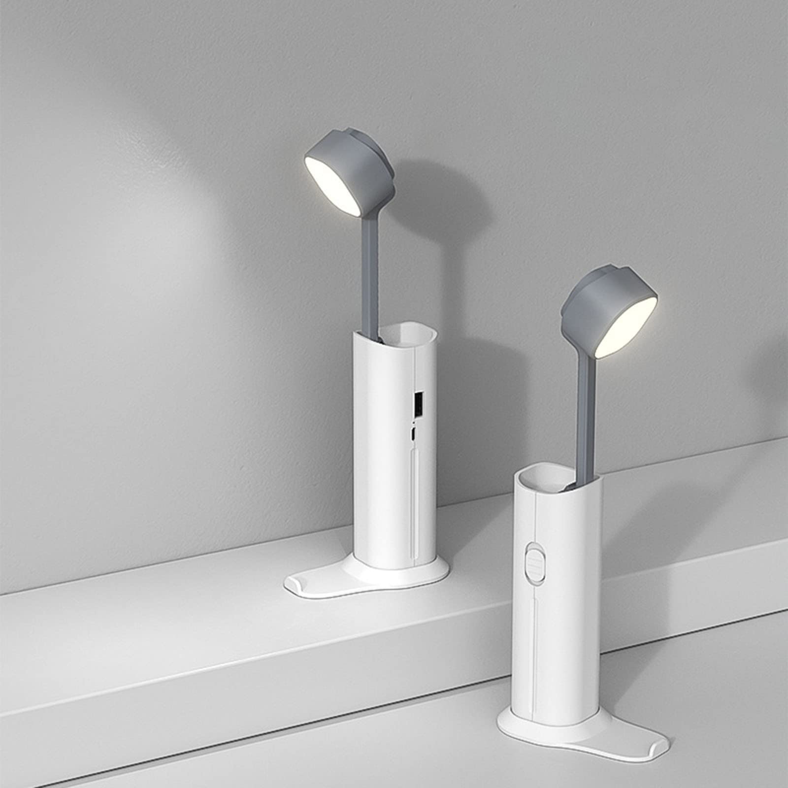 Portable USB Rechargeable LED Desk Lamp - 1200mAh Power Bank with 3 Brightness Levels, Emergency Light for Home Office, Camping & Travel (White) | Perfect for Night Reading, Power Outages & Outdoor Adventures