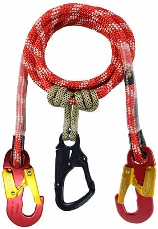 Red-3 2-in-1 Prusik Positioning Lanyard - 12FT Static Kernmantle Rope - 1/2