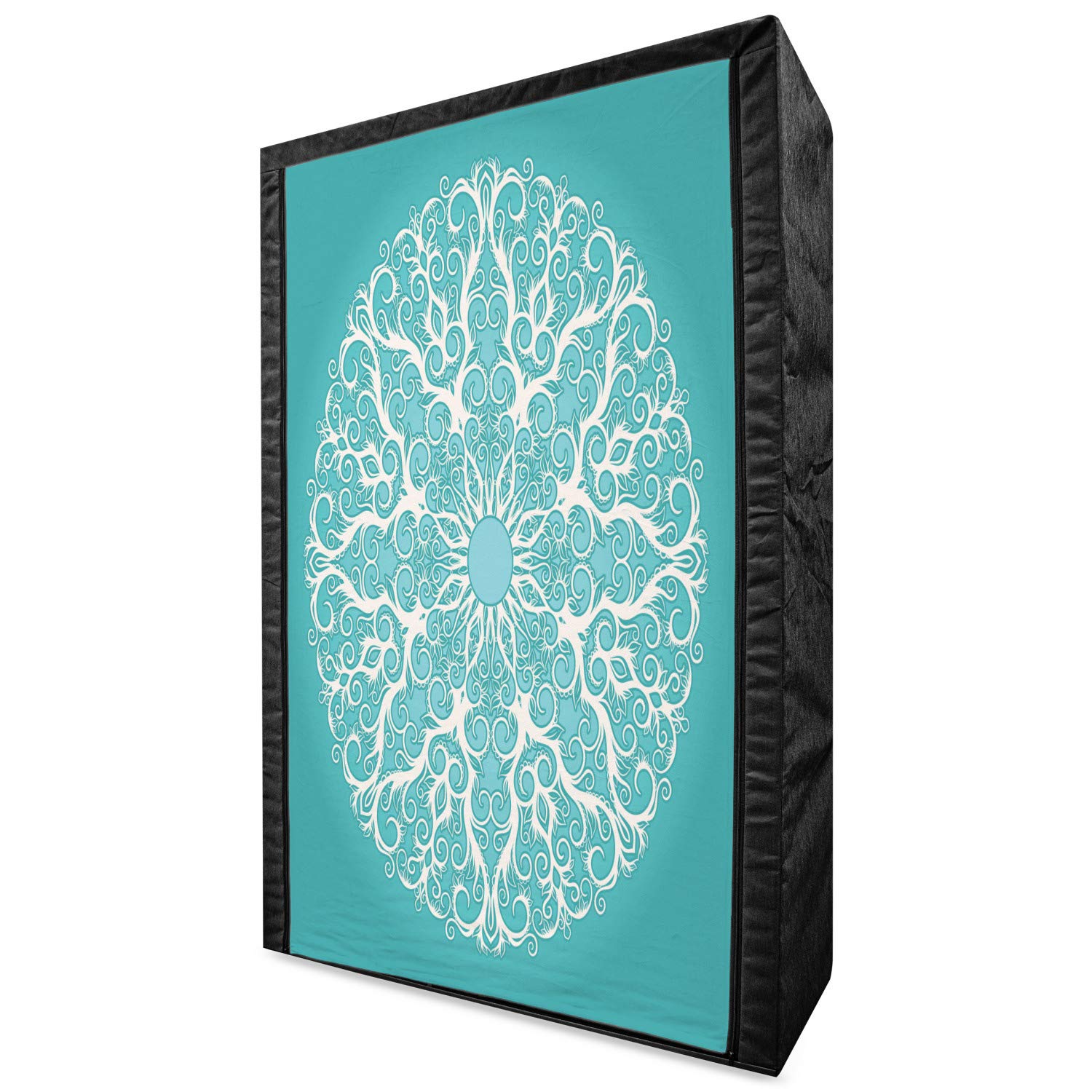 Ambesonne White Portable Fabric Wardrobe with Turquoise Tree Branch Pattern - 42.5