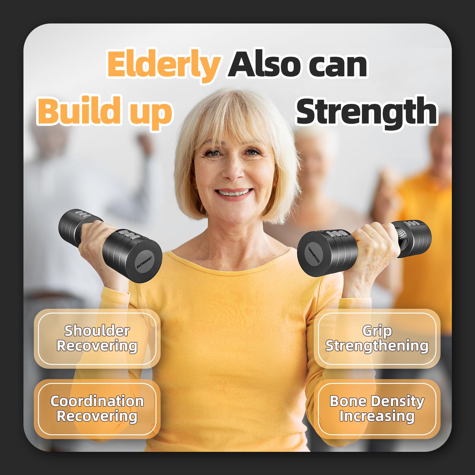 EAST MOUNT Adjustable Dumbbells Set of 2 (5lb Each, 10lb Total) - 6-in-1 Free Weights for Women - Fast Adjustable Hand Weights (2lb/3lb/4lb/5lb) - Perfect for Home Workouts, Office Exercise & Gym Training