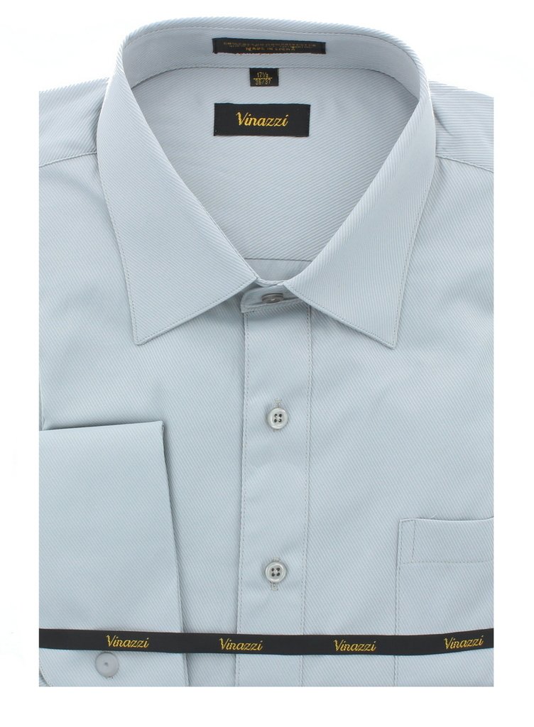 Vinazzi Premium Men's Dress Shirt with French Cuffs - Formal Business Attire for Office, Wedding & Special Occasions