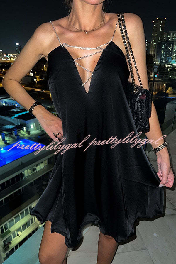 Elegant Shiny Chain Party Mini Dress for Women - Sparkling Nightclub & Evening Gala Outfit