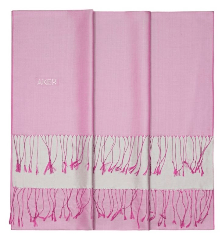 Aker's Women's Elegant Pink Silk Shawl with Swarovski Crystals - Perfect for Weddings, Parties & Evening Events