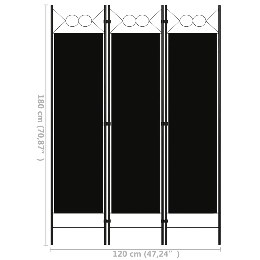 CHARMMA 3-Panel Folding Room Divider - Privacy Screen Partition with Sturdy Metal Frame for Home, Office & Dorm - 47.2