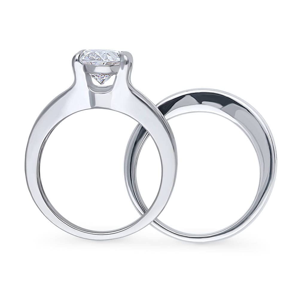 BERRICLE 2.5 Carat Oval Cut Cubic Zirconia Sterling Silver Solitaire Engagement Ring Set for Women, Rhodium Plated Size 4-10 - Perfect for Wedding, Proposal & Anniversary Gifts