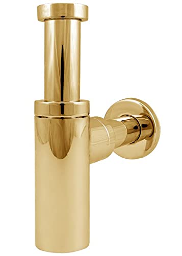 Gold Finish Bathroom Sink Drain Waste Bottle Outlet Siphon - Perfect for Modern Bathroom & Kitchen Sink Drainage Systems